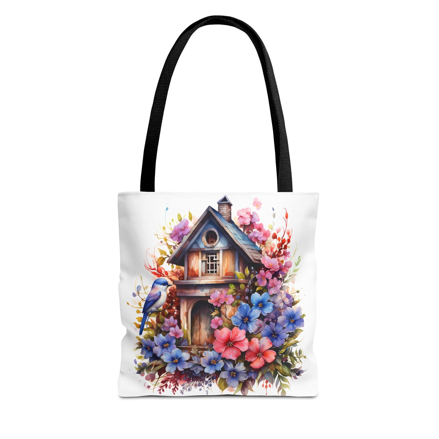 Botanical Birdhouse Tote Bag - Floral Design for Nature Lovers
