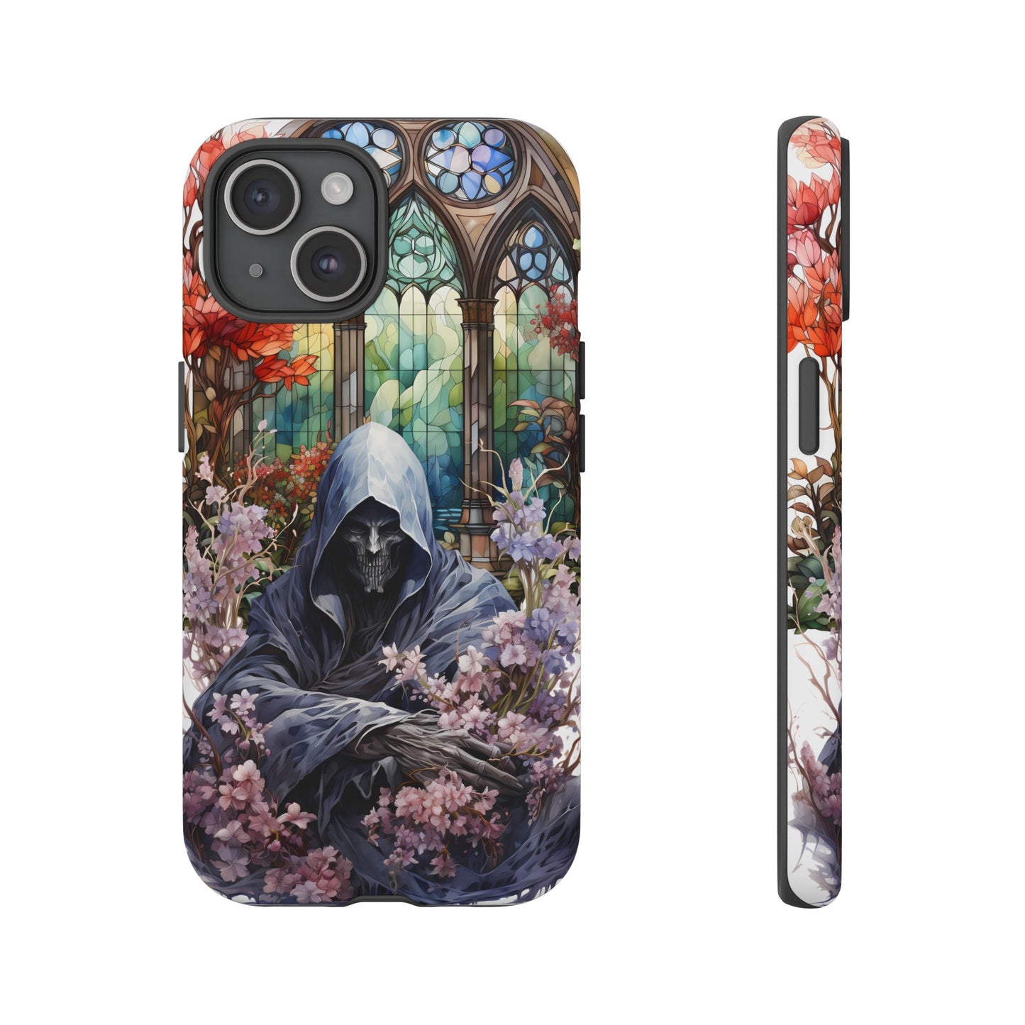 Gothic Floral iPhone Case - Tough Cases with Dark Aesthetic Design