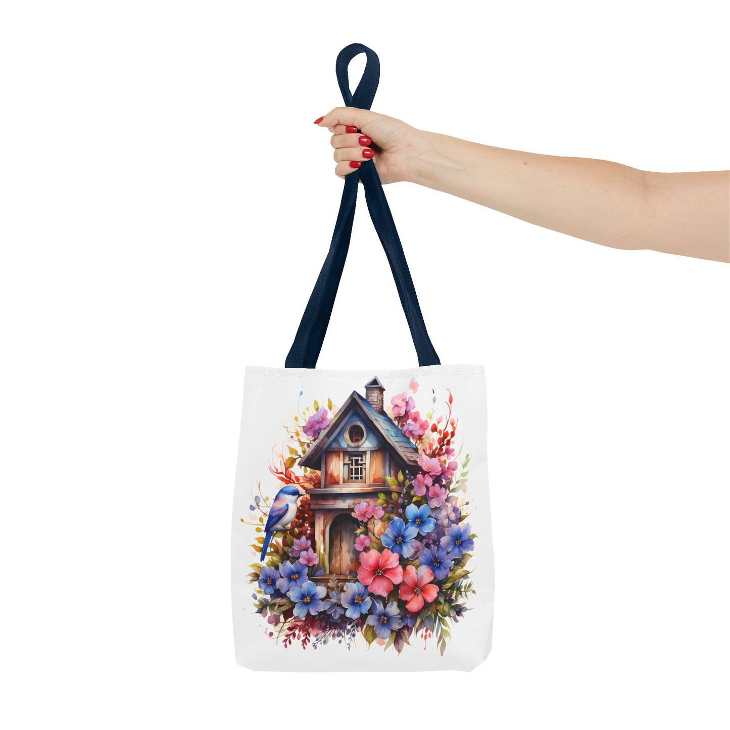 Botanical Birdhouse Tote Bag - Floral Design for Nature Lovers