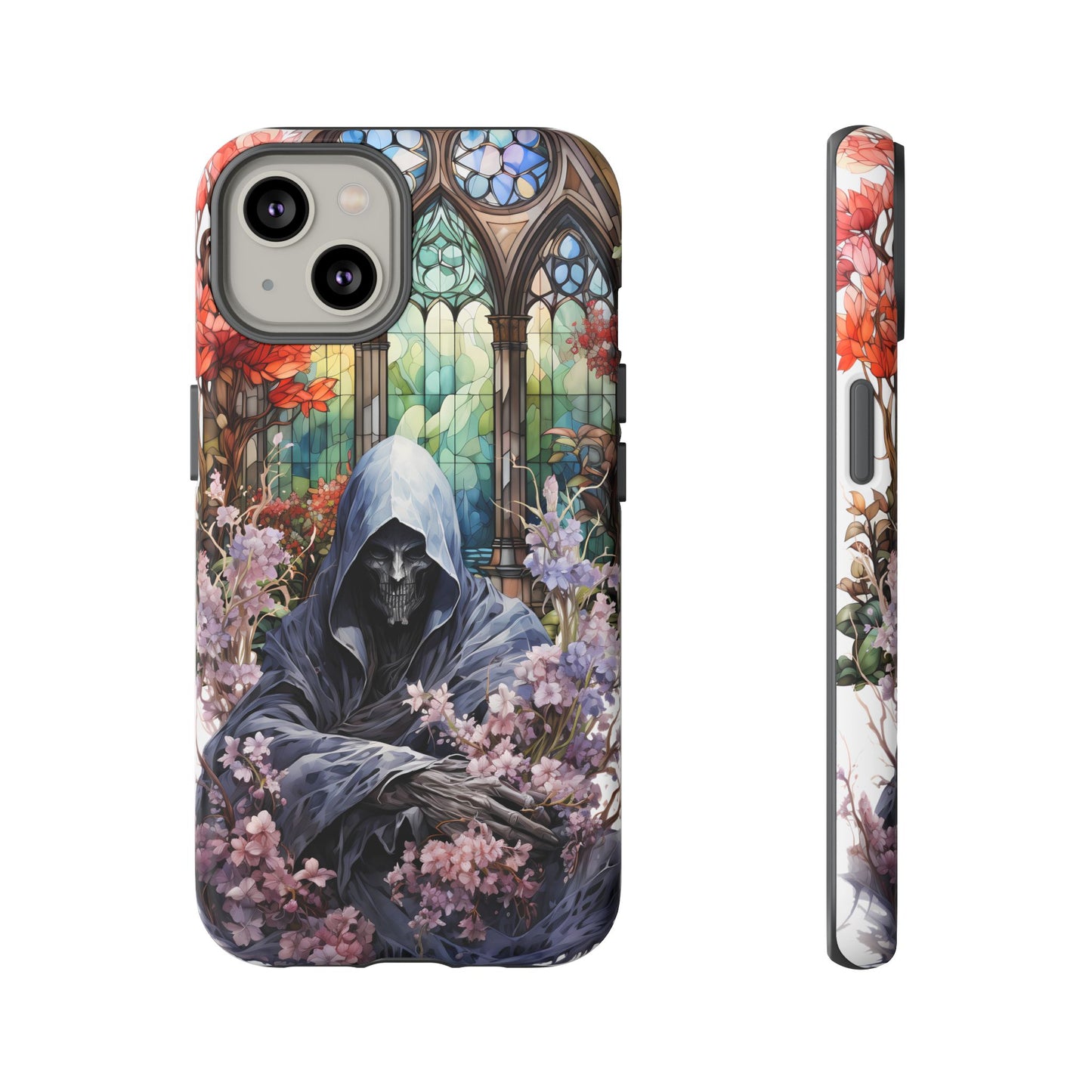 Gothic Floral iPhone Case - Tough Cases with Dark Aesthetic Design