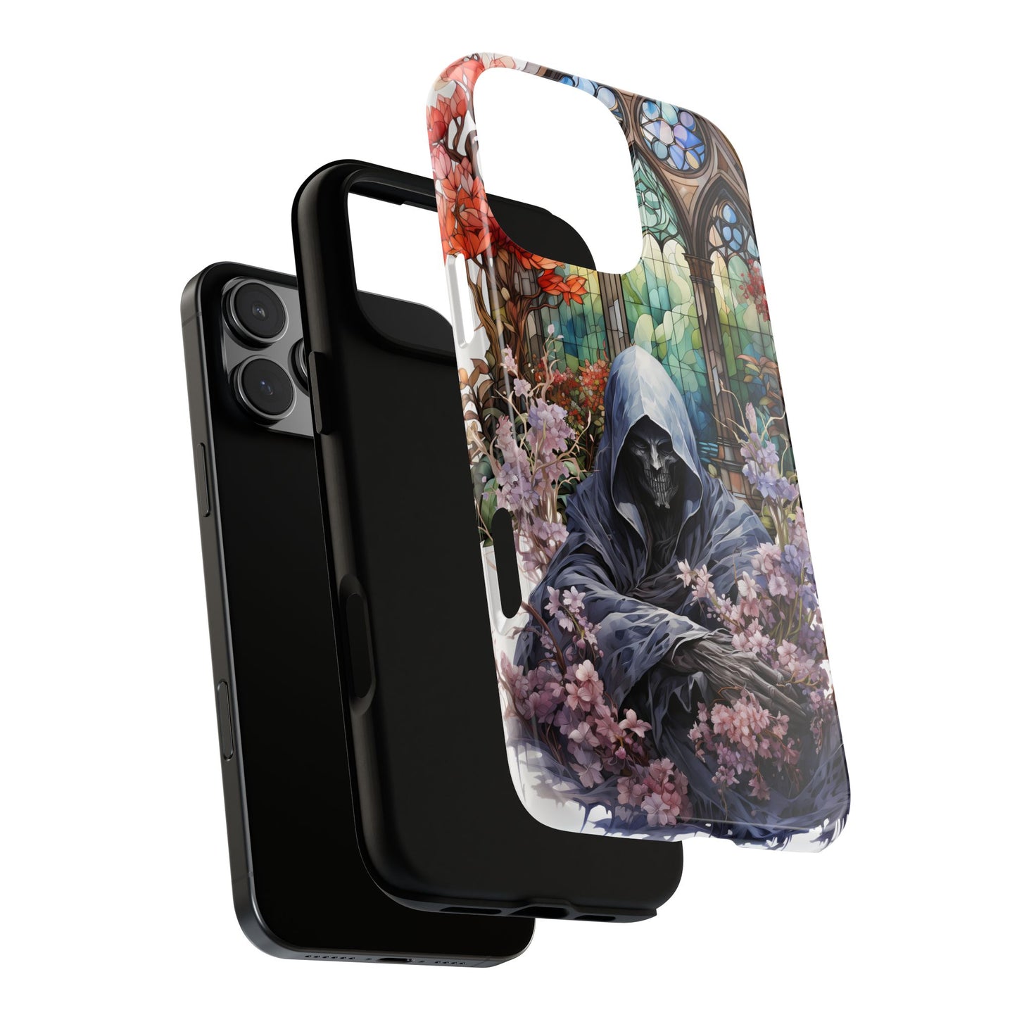 Gothic Floral iPhone Case - Tough Cases with Dark Aesthetic Design
