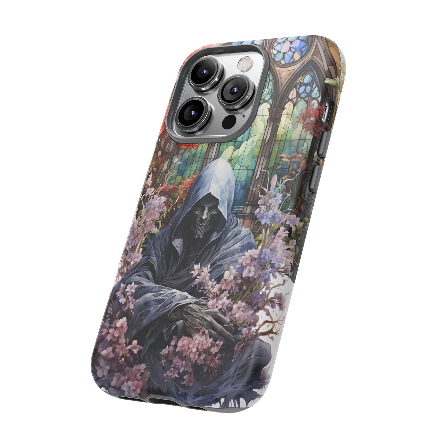 Gothic Floral iPhone Case - Tough Cases with Dark Aesthetic Design