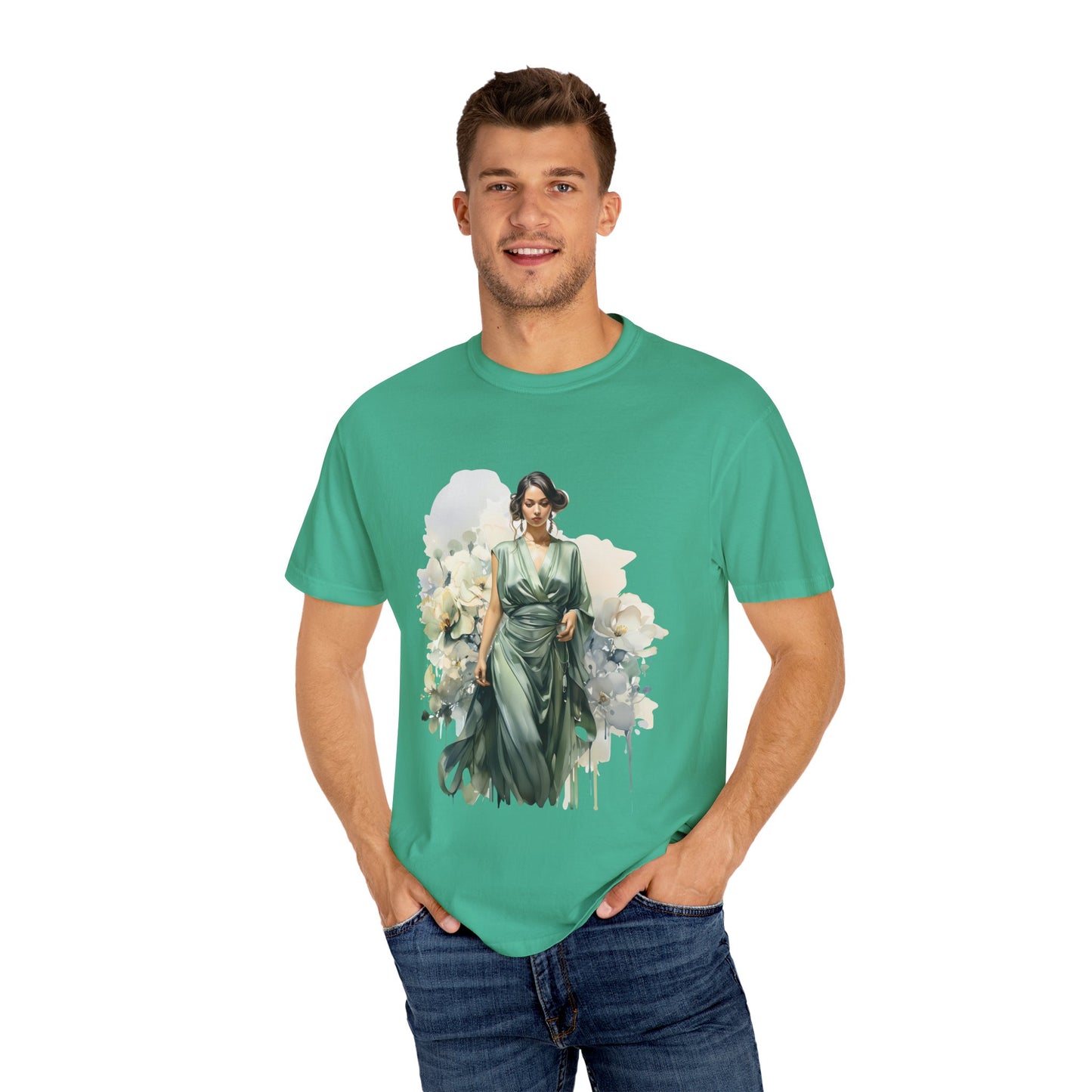 Floral Elegance Unisex Garment-Dyed T-Shirt - Stylish Spring Fashion