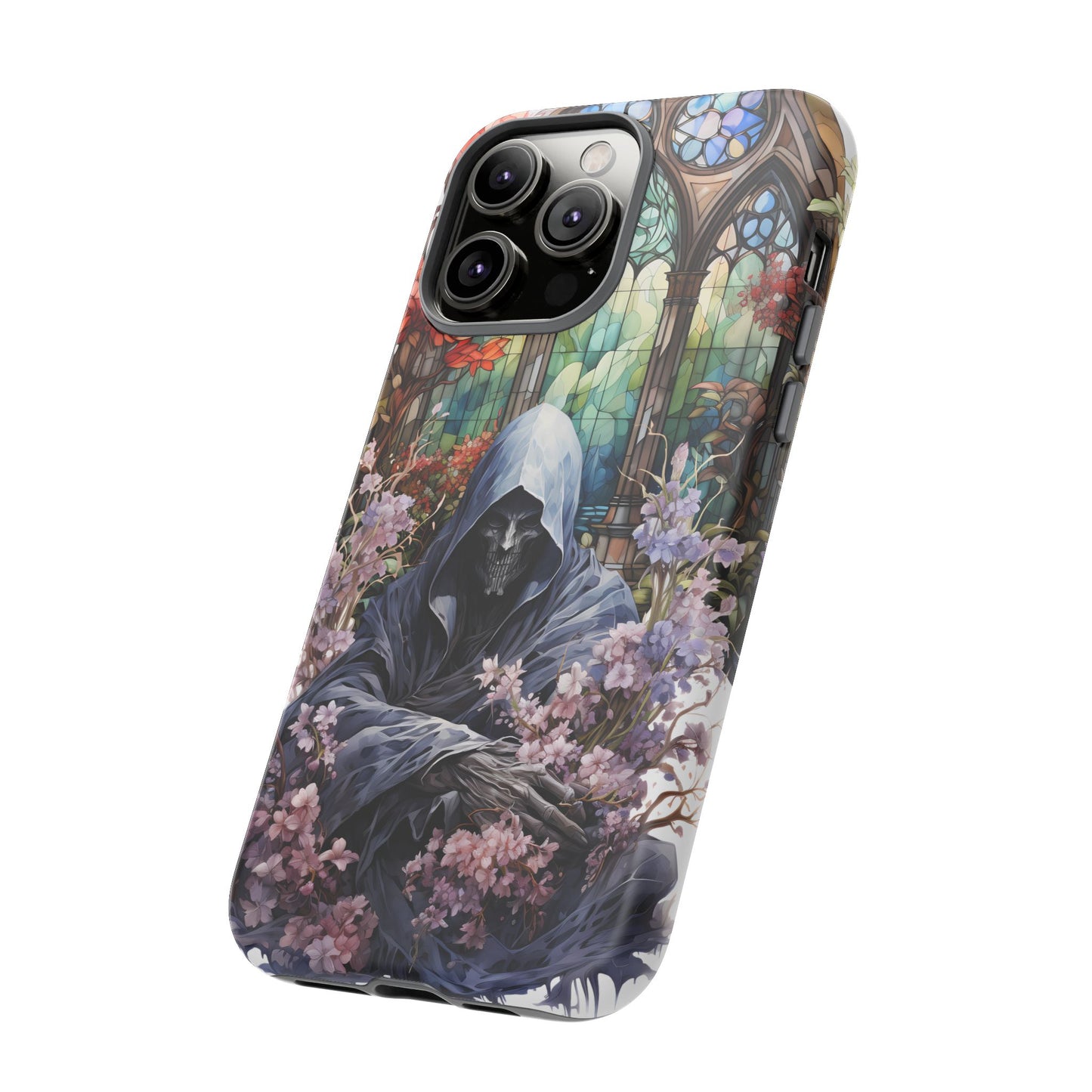 Gothic Floral iPhone Case - Tough Cases with Dark Aesthetic Design