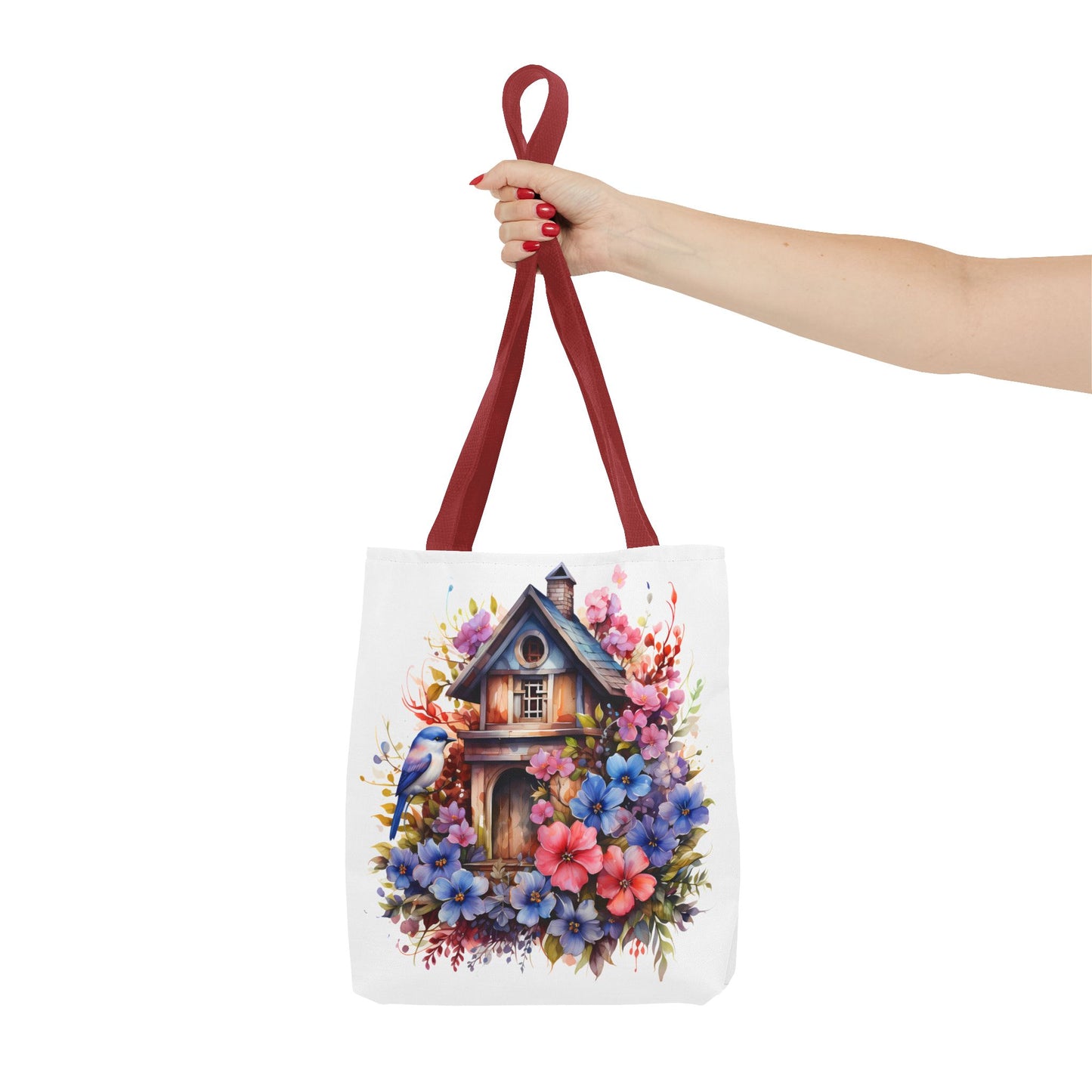 Botanical Birdhouse Tote Bag - Floral Design for Nature Lovers