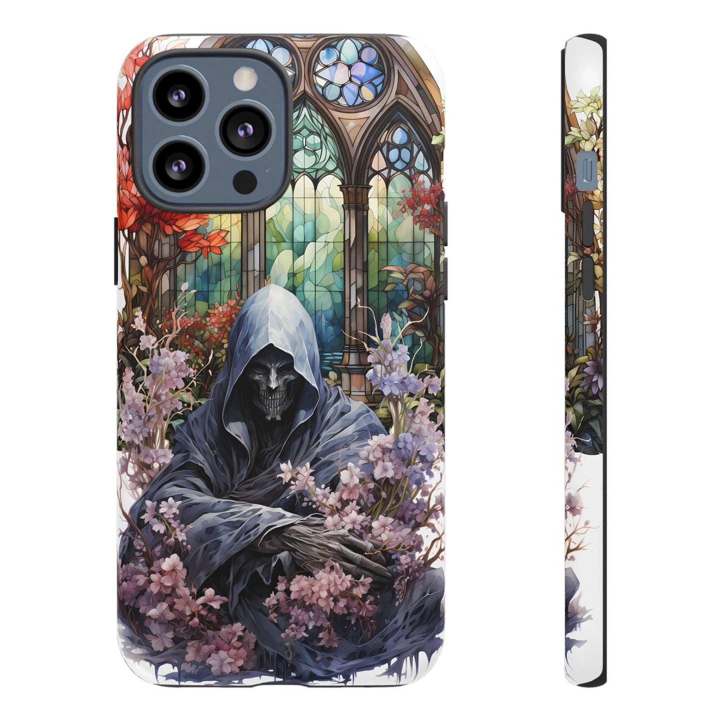 Gothic Floral iPhone Case - Tough Cases with Dark Aesthetic Design