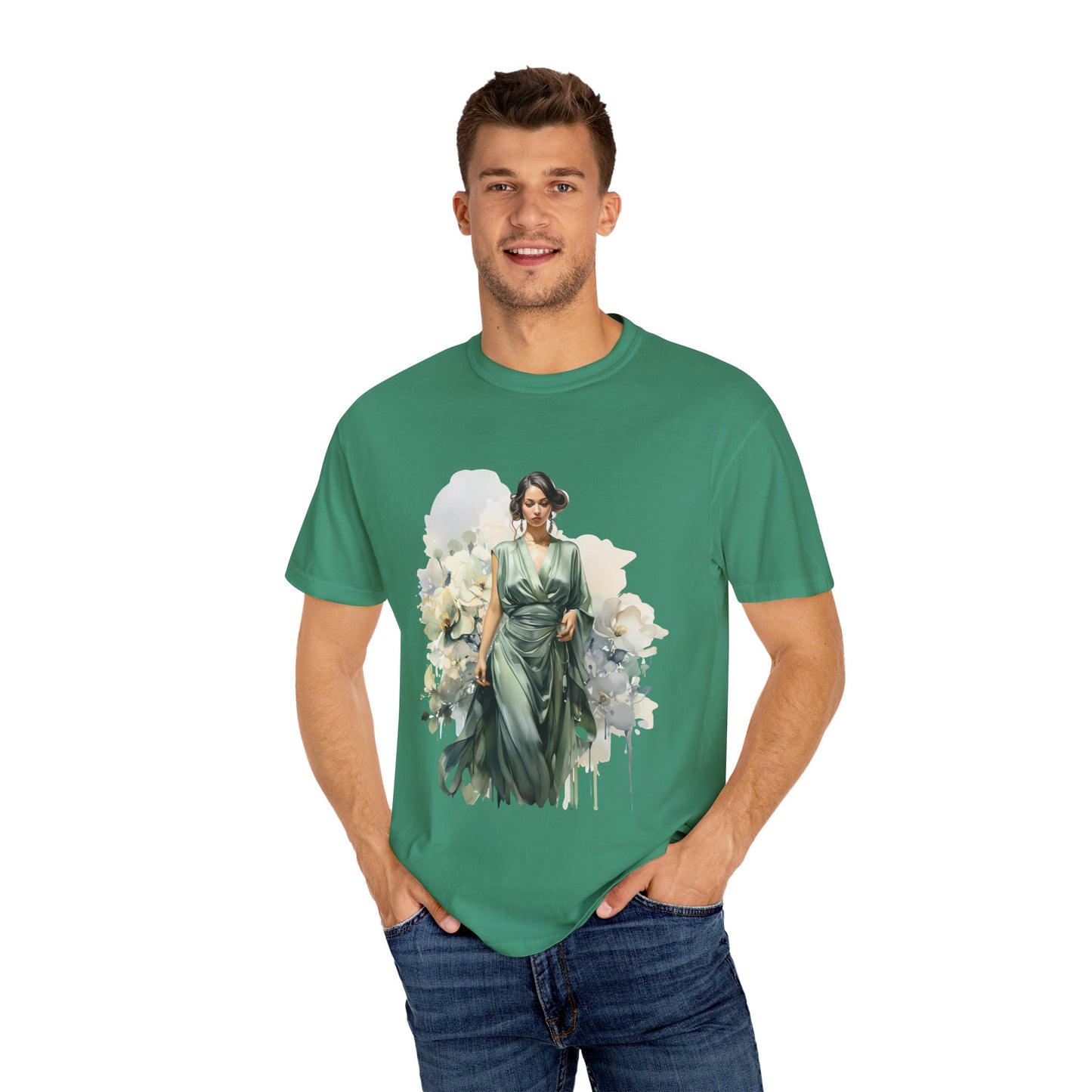 Floral Elegance Unisex Garment-Dyed T-Shirt - Stylish Spring Fashion