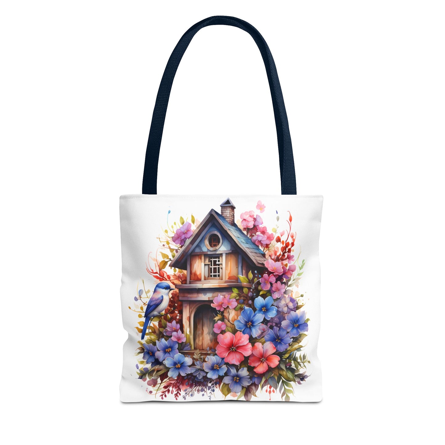 Botanical Birdhouse Tote Bag - Floral Design for Nature Lovers