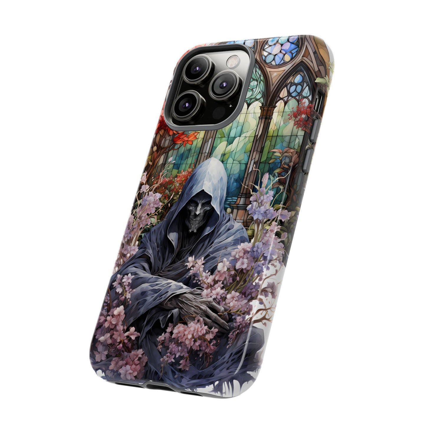 Gothic Floral iPhone Case - Tough Cases with Dark Aesthetic Design