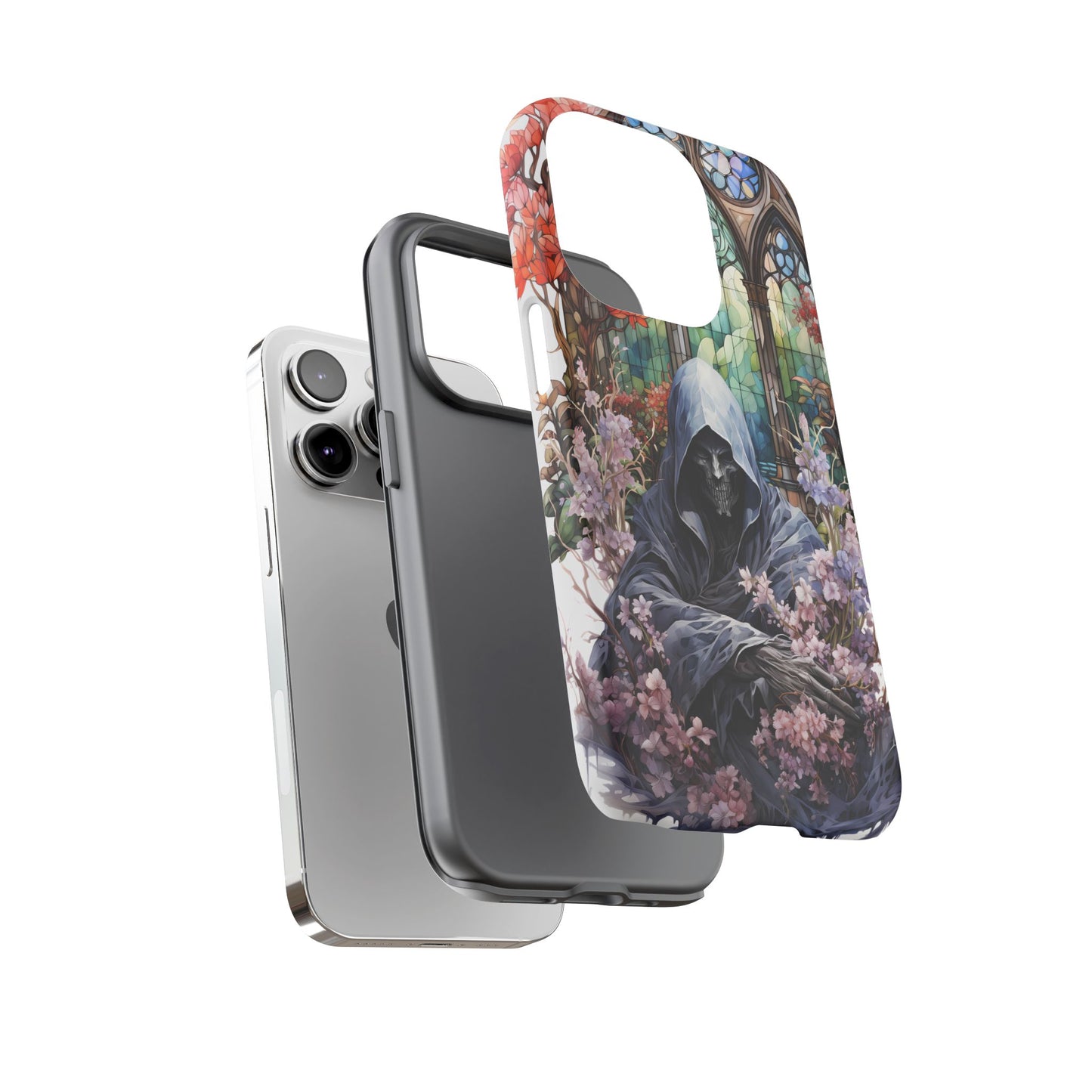Gothic Floral iPhone Case - Tough Cases with Dark Aesthetic Design