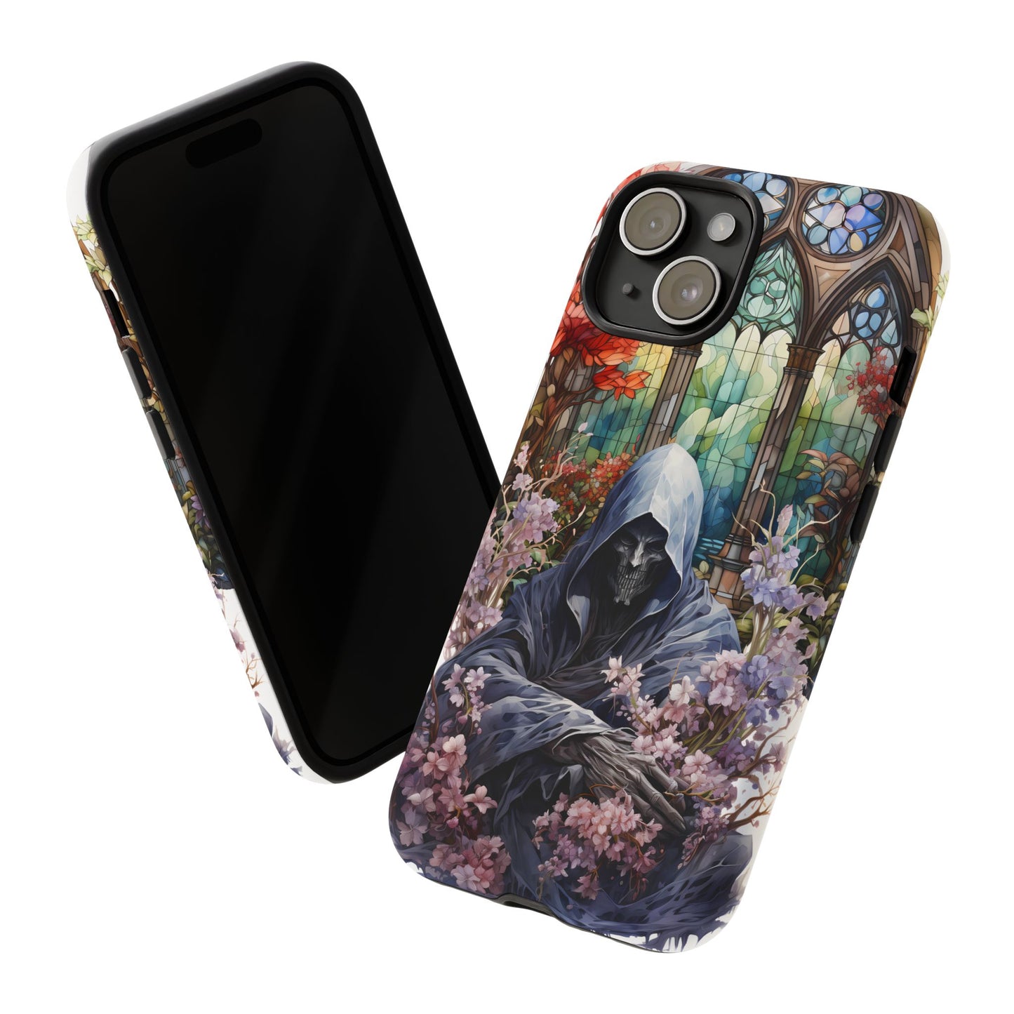 Gothic Floral iPhone Case - Tough Cases with Dark Aesthetic Design