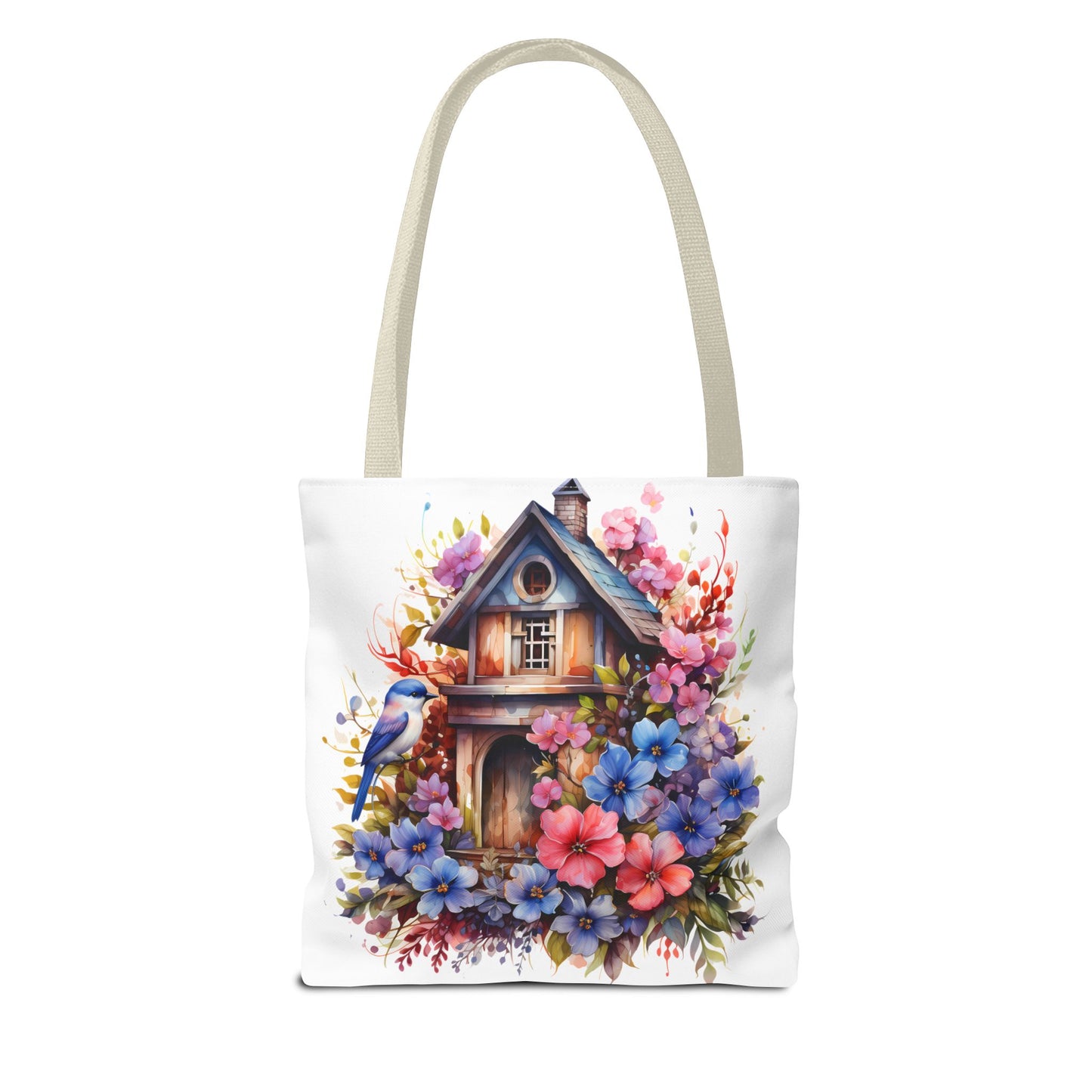 Botanical Birdhouse Tote Bag - Floral Design for Nature Lovers