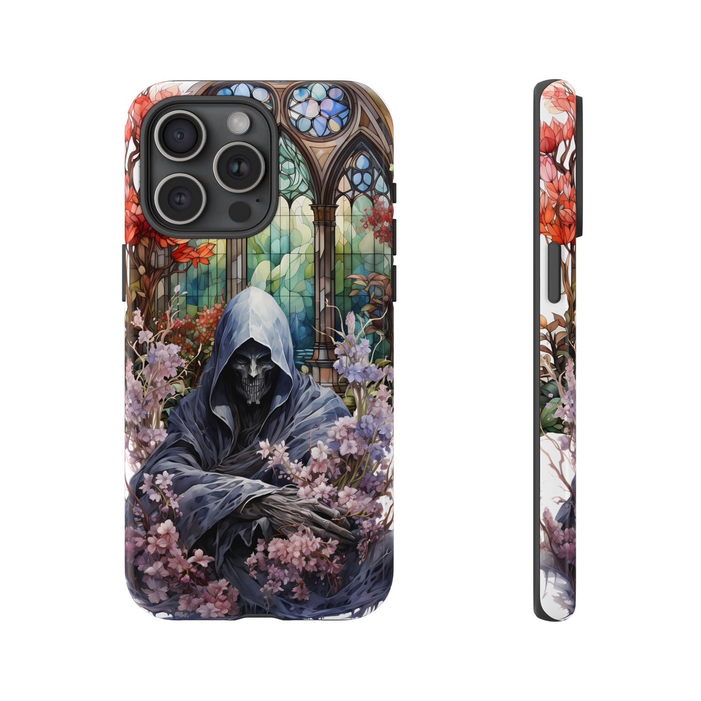 Gothic Floral iPhone Case - Tough Cases with Dark Aesthetic Design