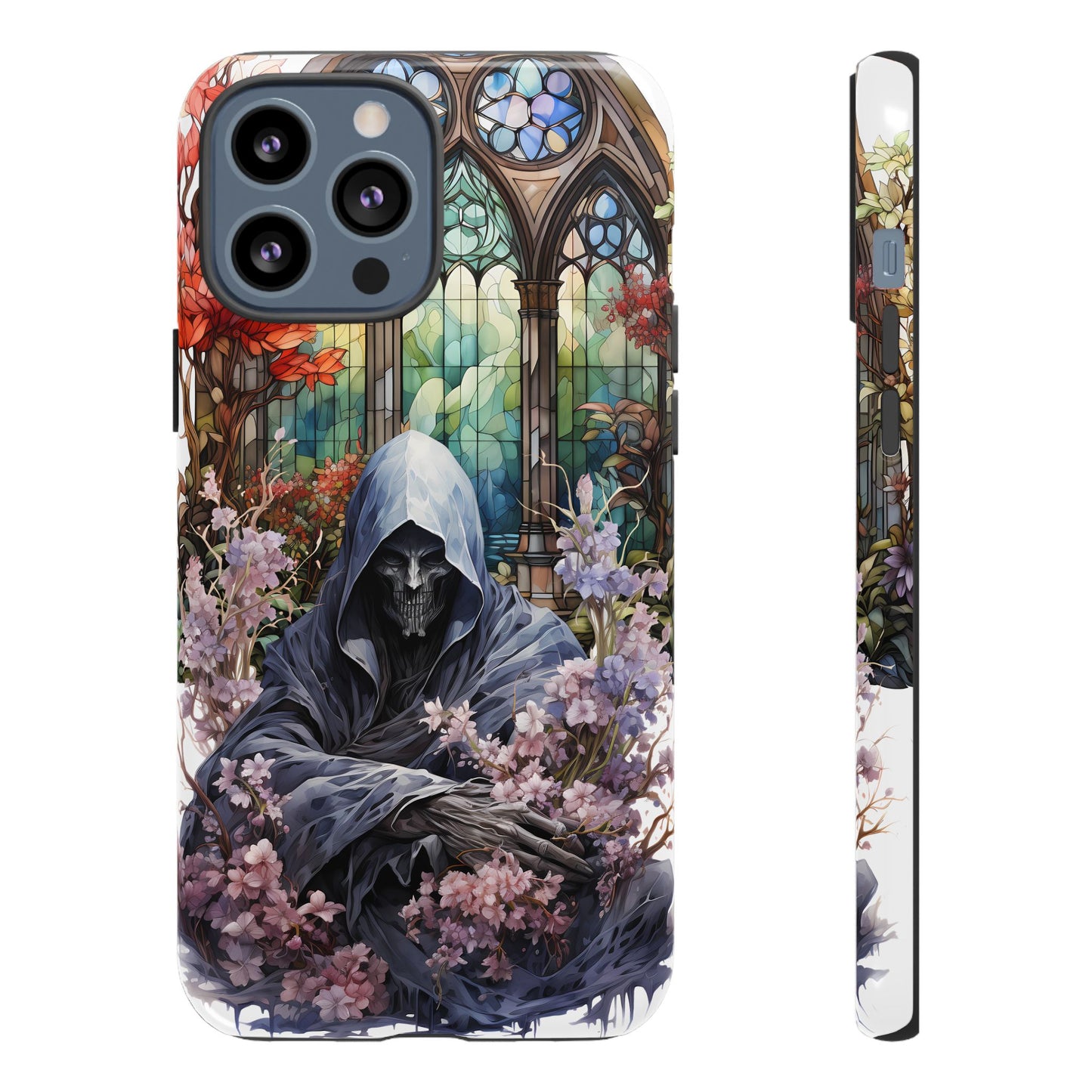 Gothic Floral iPhone Case - Tough Cases with Dark Aesthetic Design