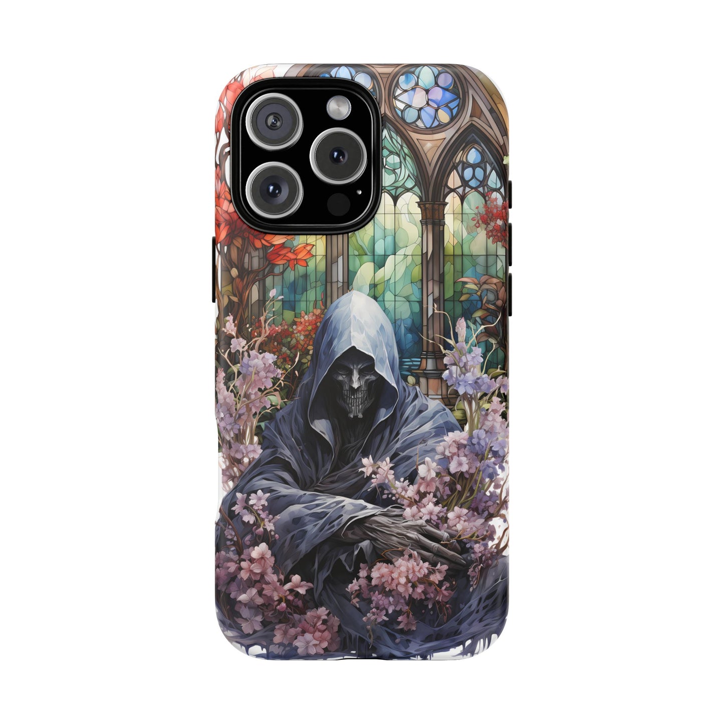 Gothic Floral iPhone Case - Tough Cases with Dark Aesthetic Design