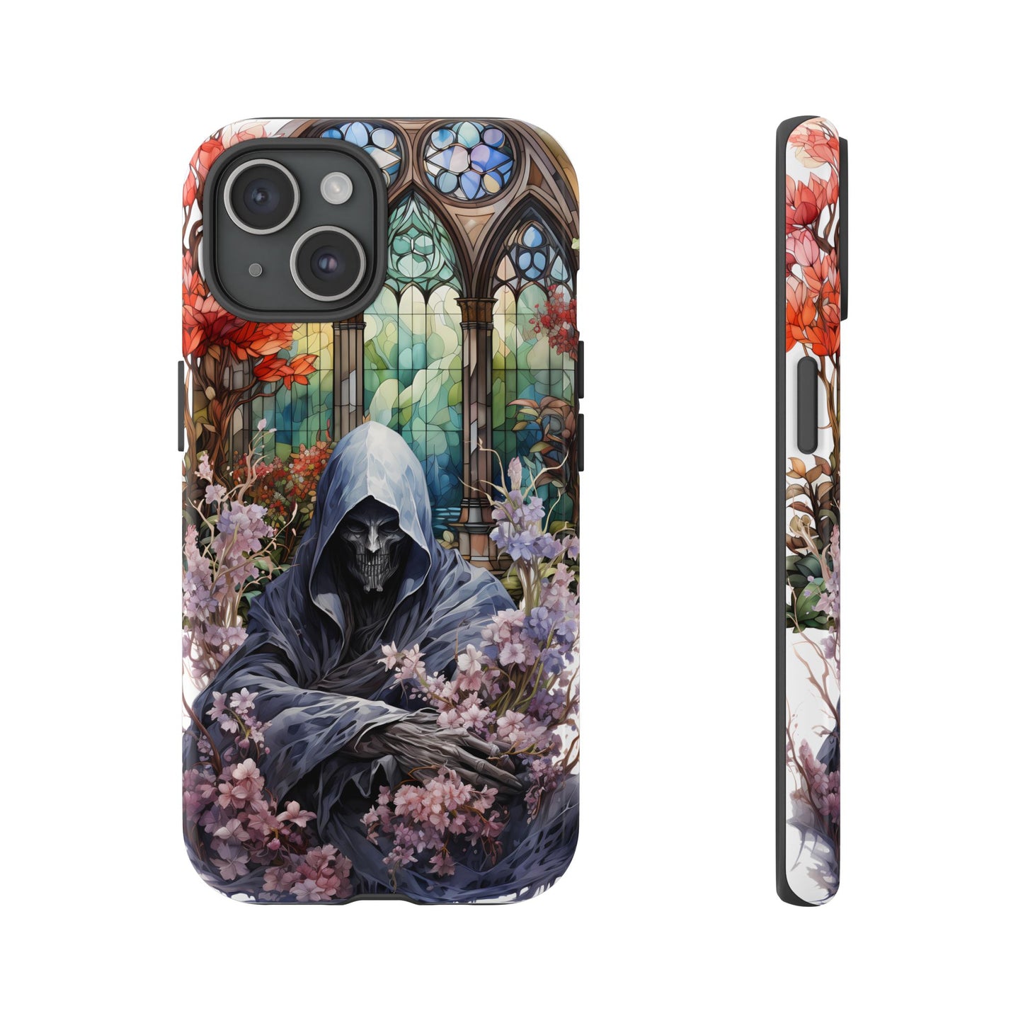 Gothic Floral iPhone Case - Tough Cases with Dark Aesthetic Design
