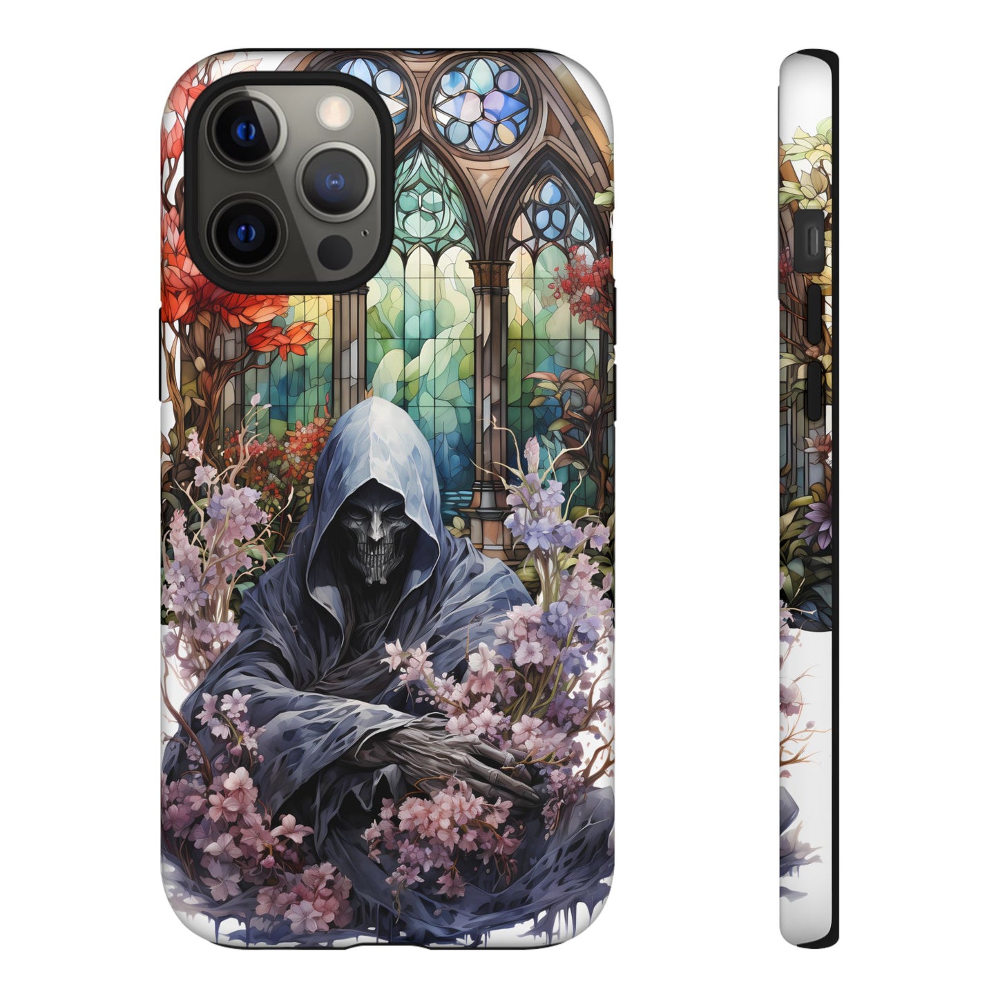 Gothic Floral iPhone Case - Tough Cases with Dark Aesthetic Design