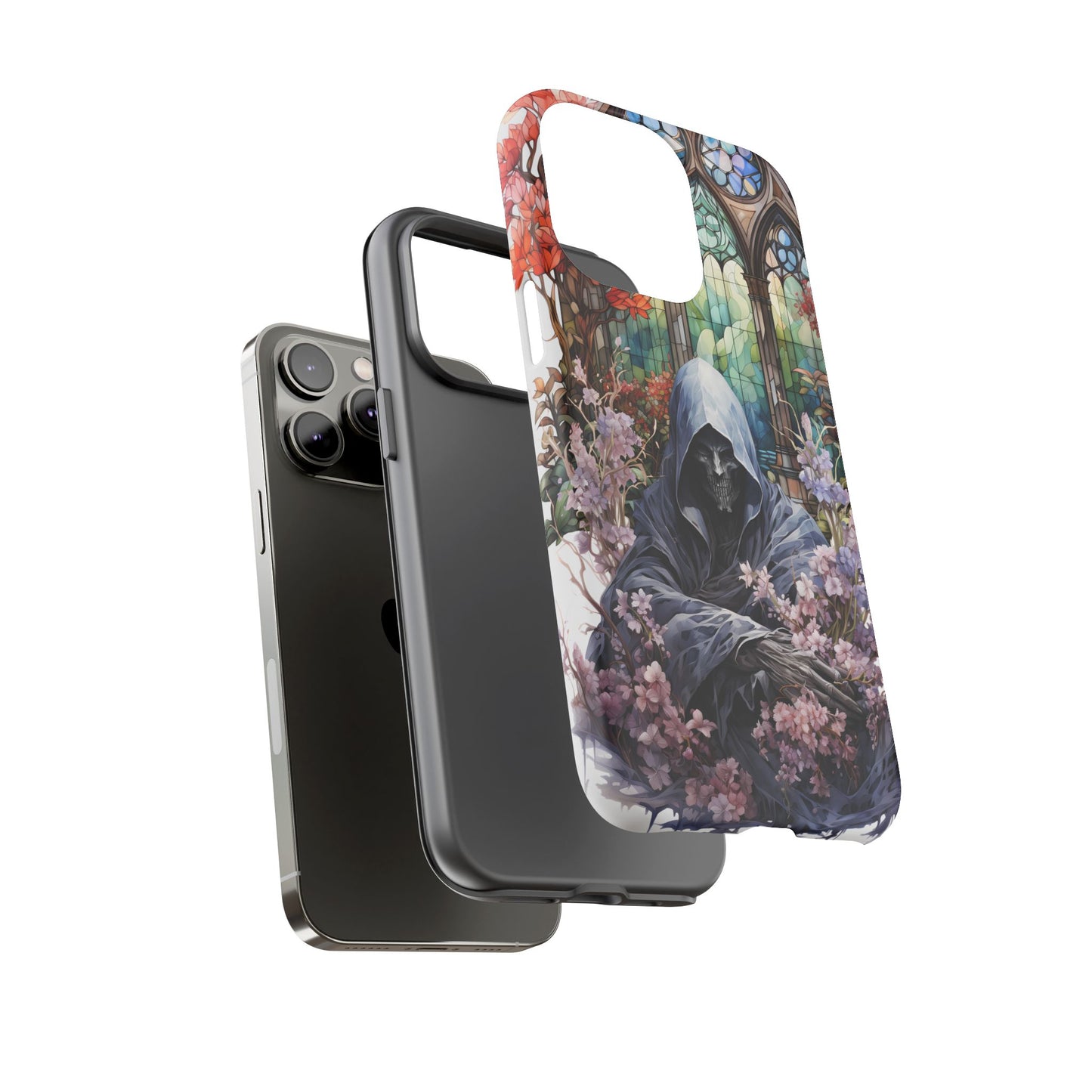 Gothic Floral iPhone Case - Tough Cases with Dark Aesthetic Design