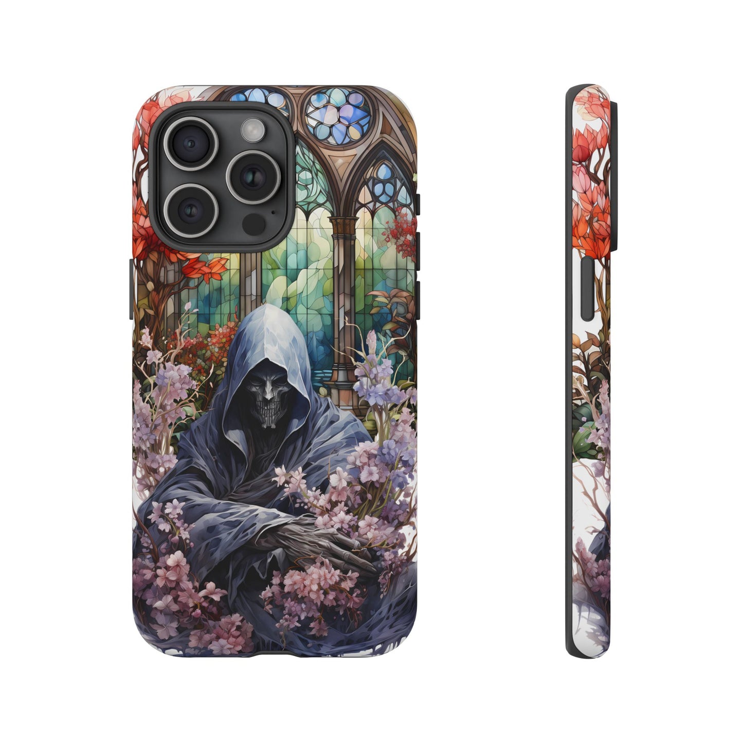 Gothic Floral iPhone Case - Tough Cases with Dark Aesthetic Design