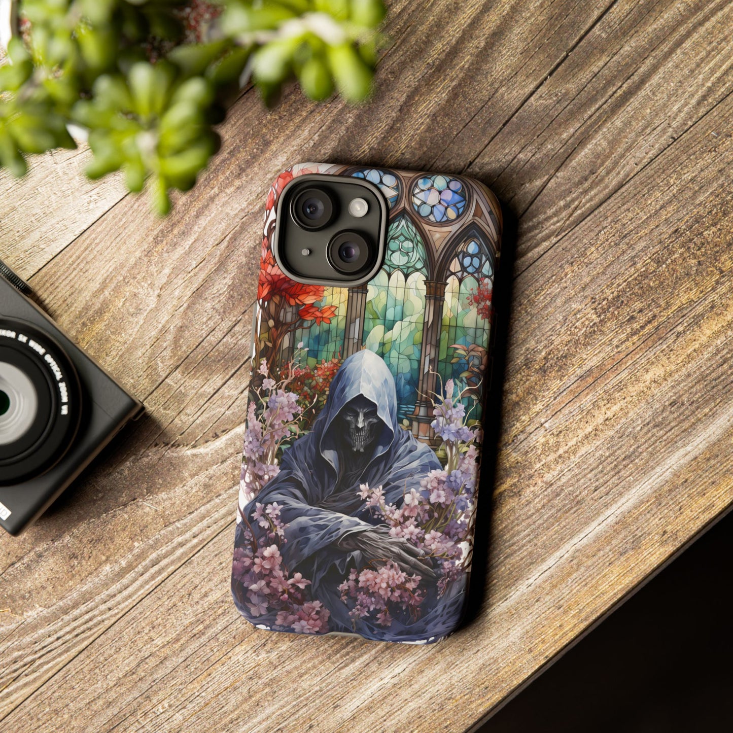 Gothic Floral iPhone Case - Tough Cases with Dark Aesthetic Design