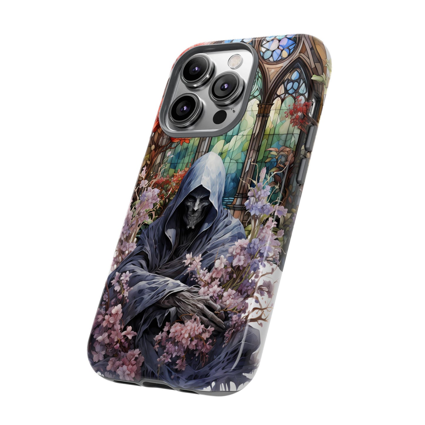 Gothic Floral iPhone Case - Tough Cases with Dark Aesthetic Design