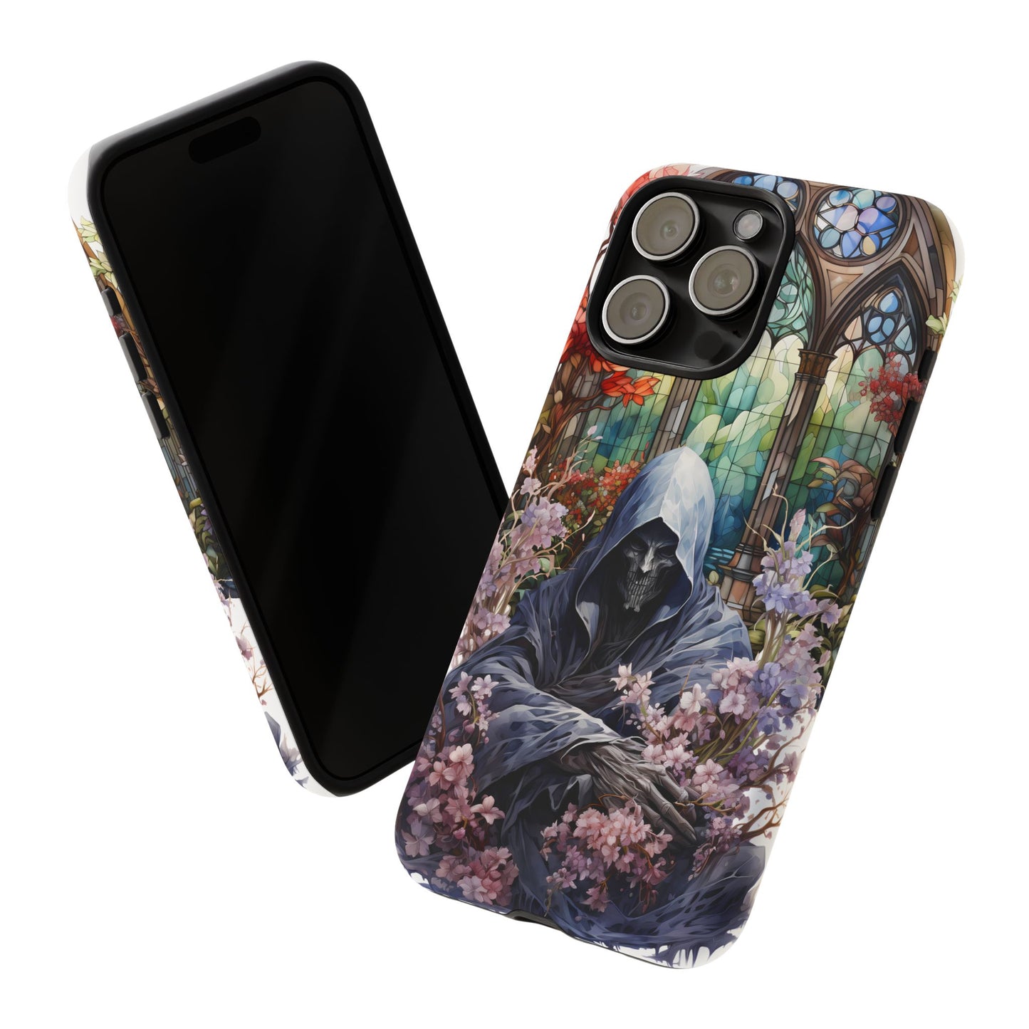 Gothic Floral iPhone Case - Tough Cases with Dark Aesthetic Design