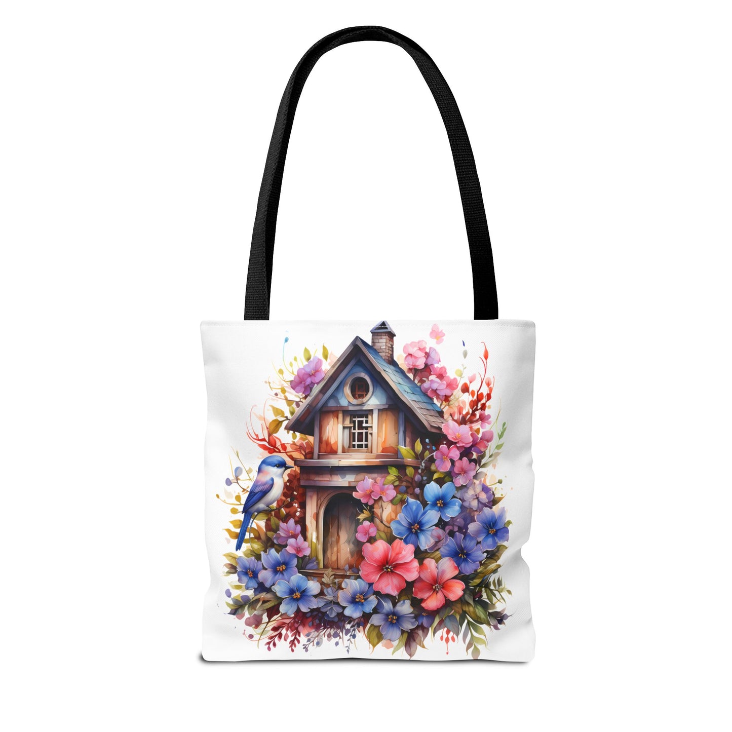 Botanical Birdhouse Tote Bag - Floral Design for Nature Lovers
