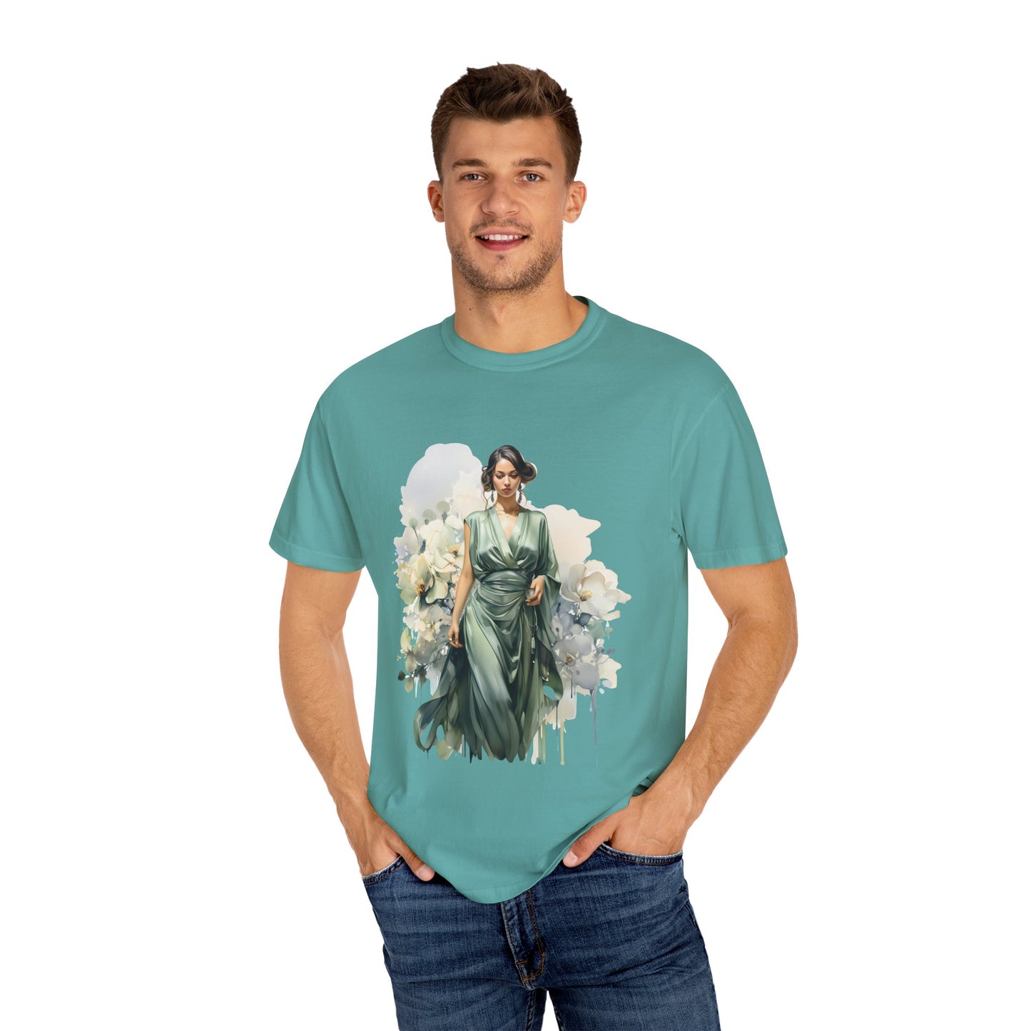 Floral Elegance Unisex Garment-Dyed T-Shirt - Stylish Spring Fashion