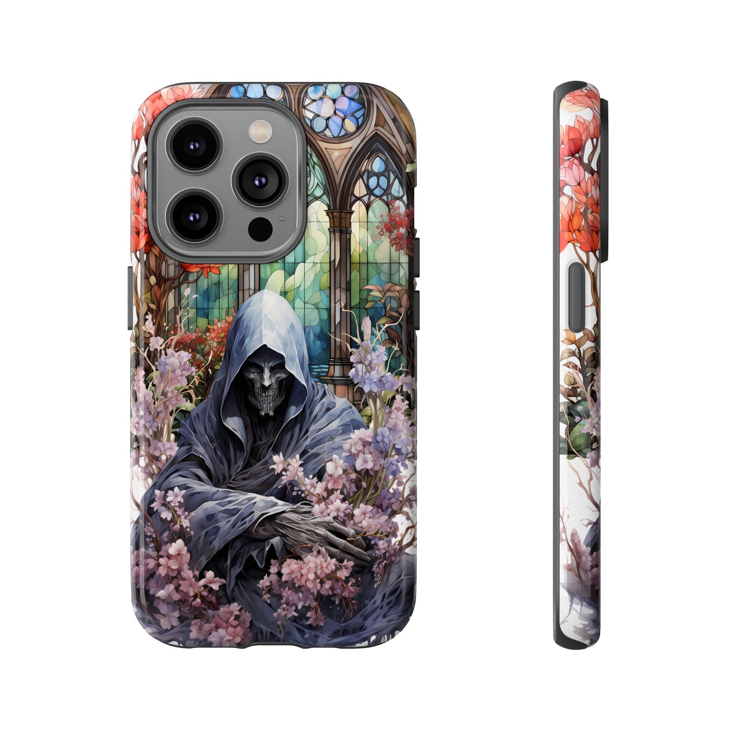 Gothic Floral iPhone Case - Tough Cases with Dark Aesthetic Design