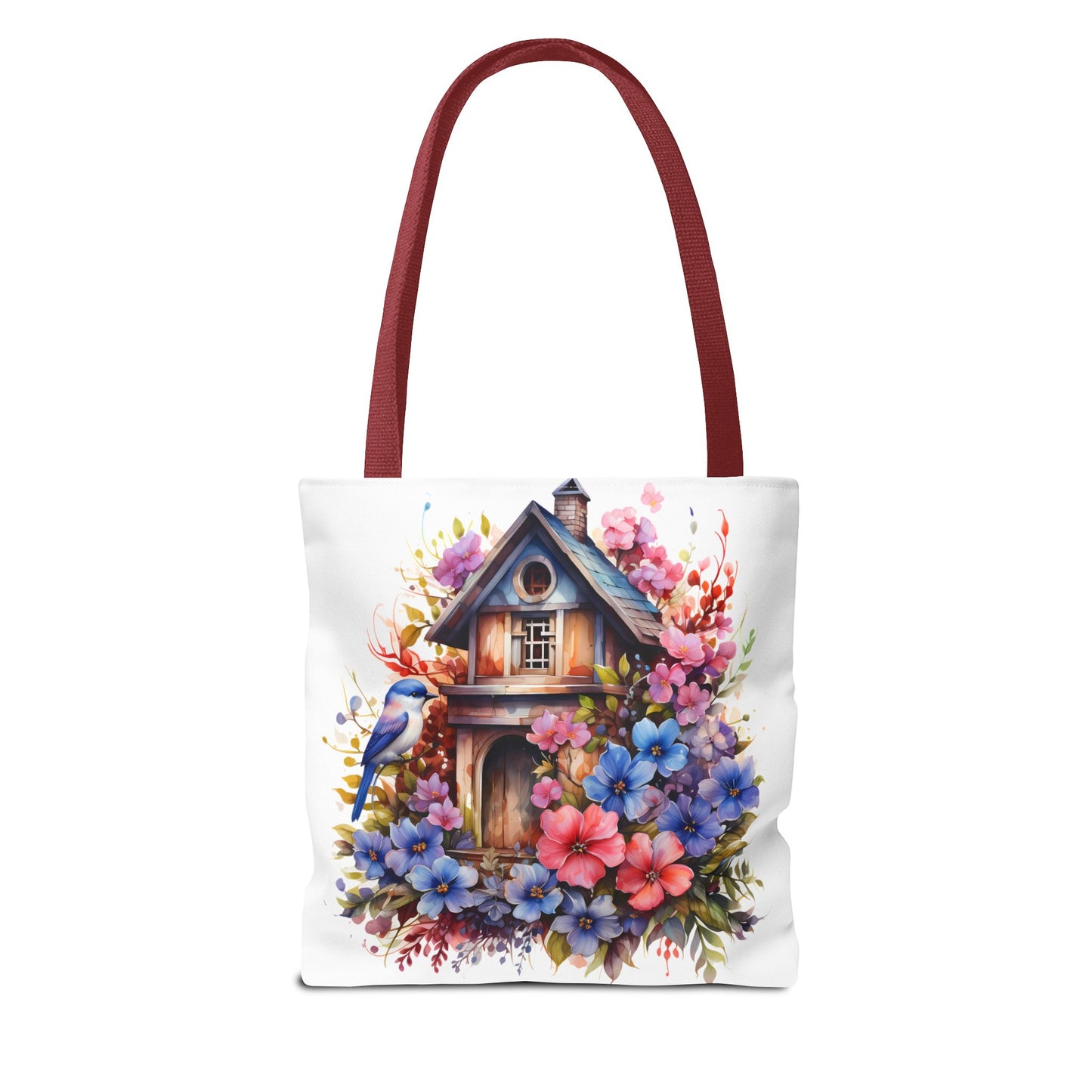 Botanical Birdhouse Tote Bag - Floral Design for Nature Lovers