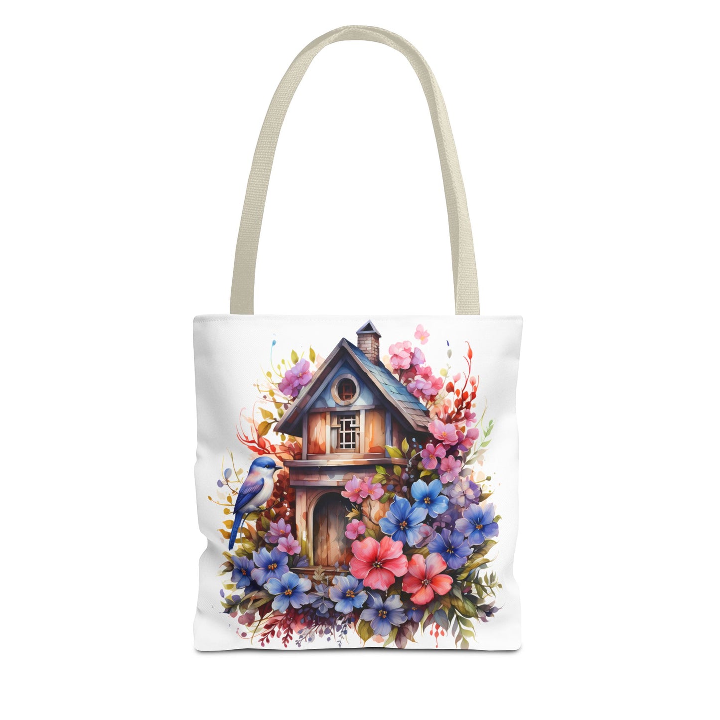 Botanical Birdhouse Tote Bag - Floral Design for Nature Lovers