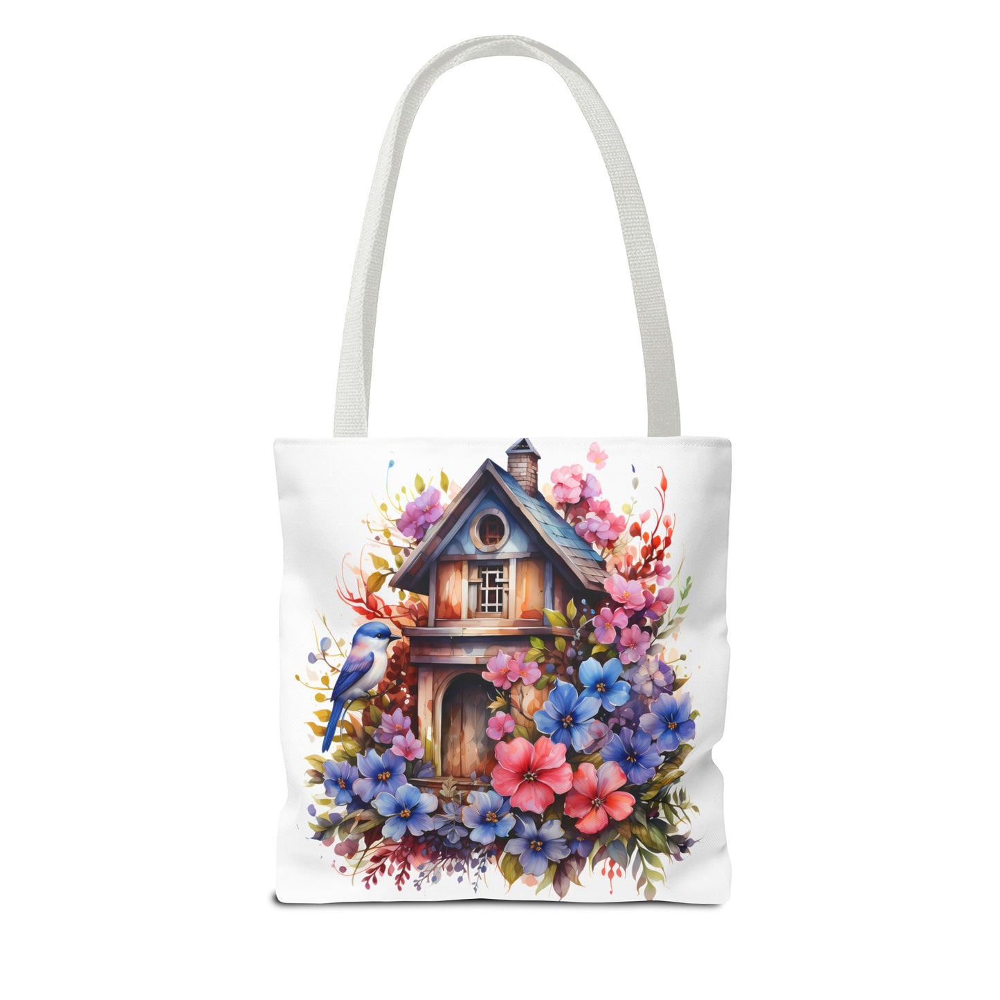 Botanical Birdhouse Tote Bag - Floral Design for Nature Lovers