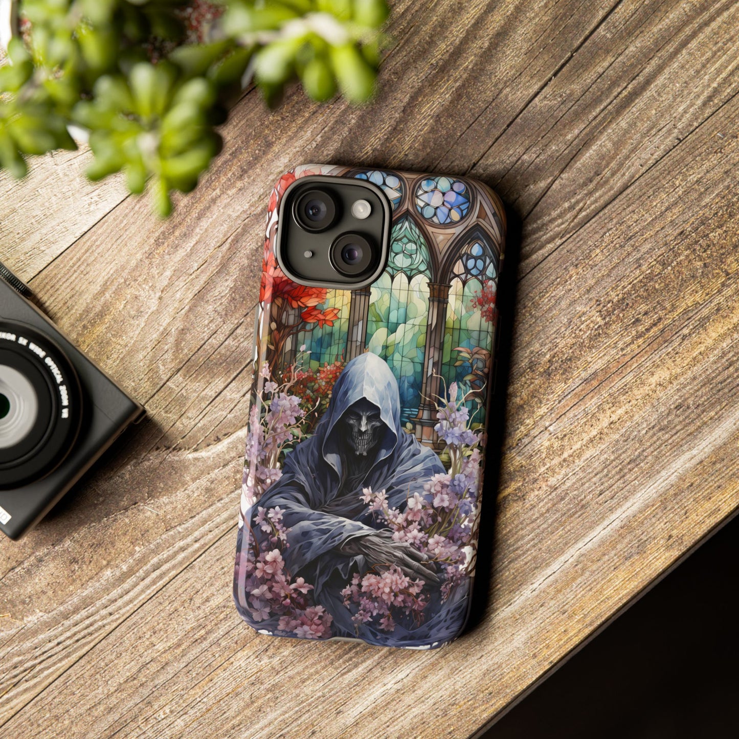 Gothic Floral iPhone Case - Tough Cases with Dark Aesthetic Design