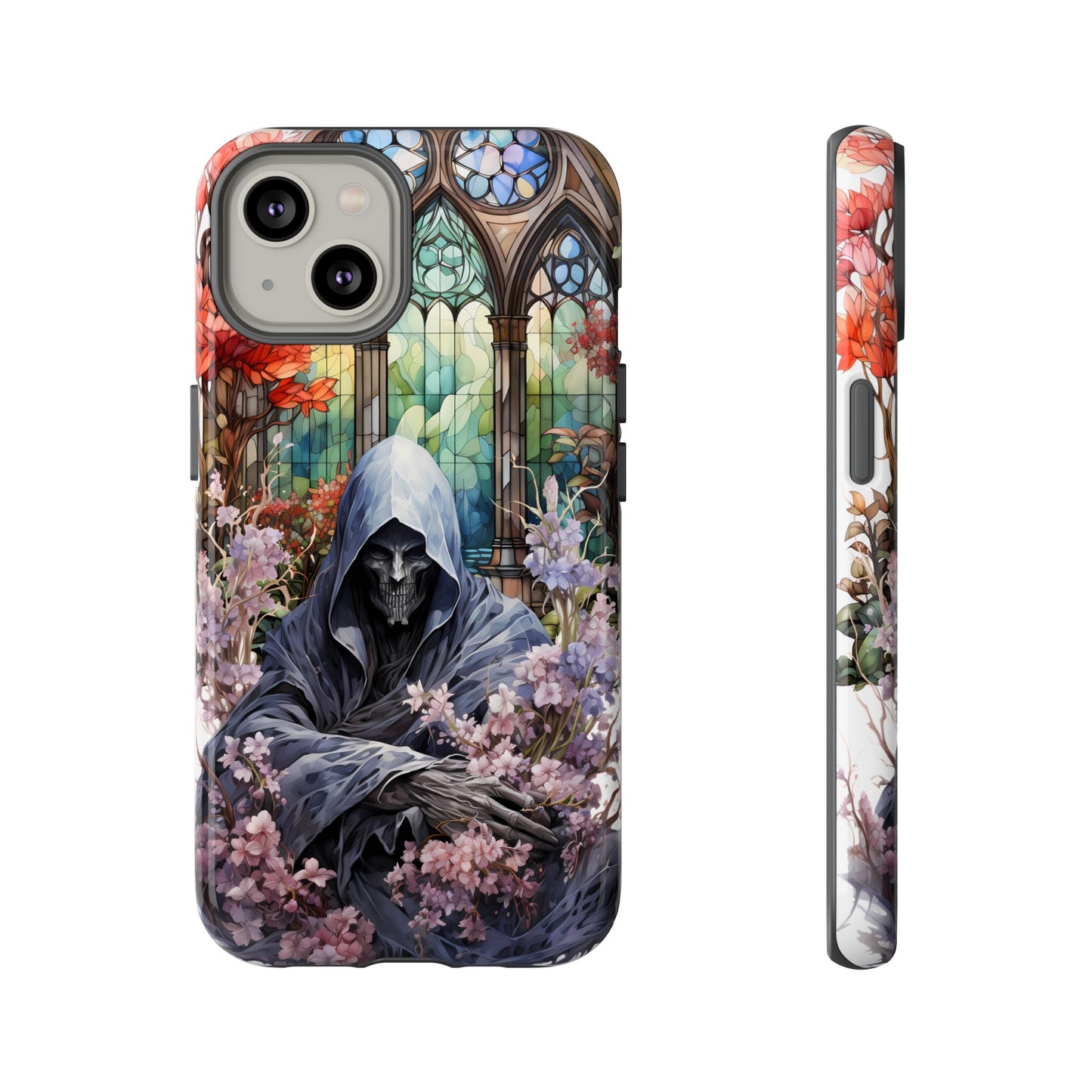 Gothic Floral iPhone Case - Tough Cases with Dark Aesthetic Design