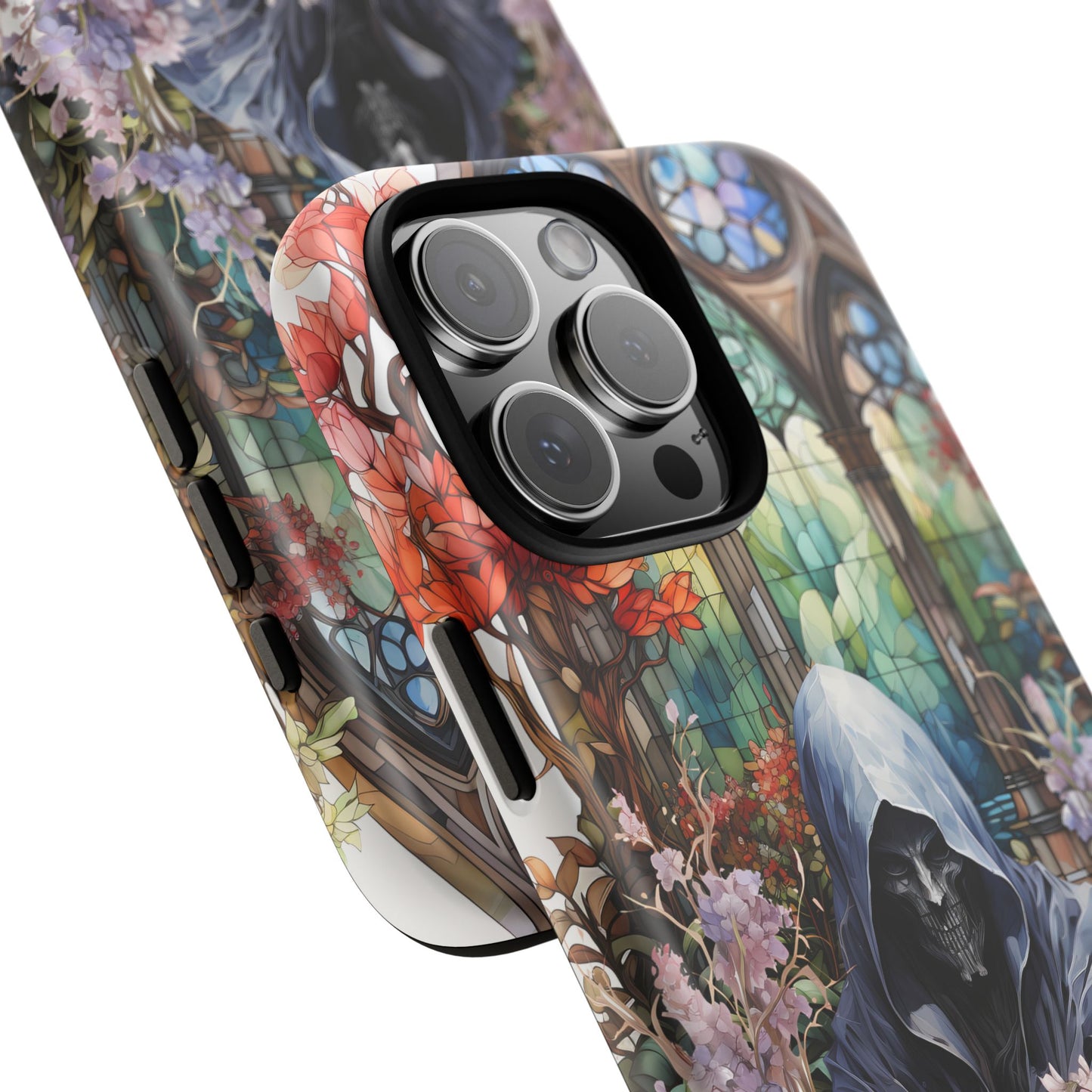 Gothic Floral iPhone Case - Tough Cases with Dark Aesthetic Design
