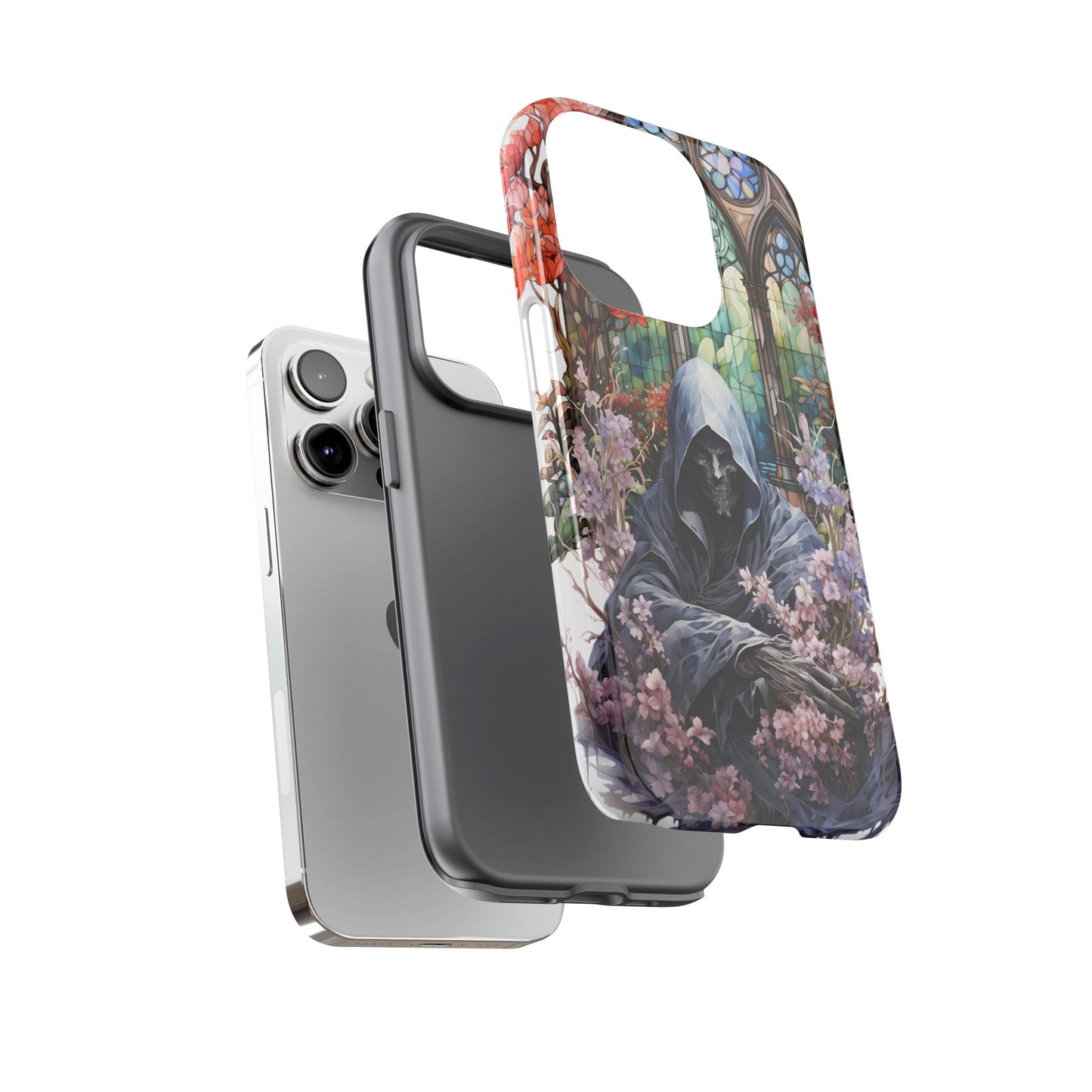Gothic Floral iPhone Case - Tough Cases with Dark Aesthetic Design