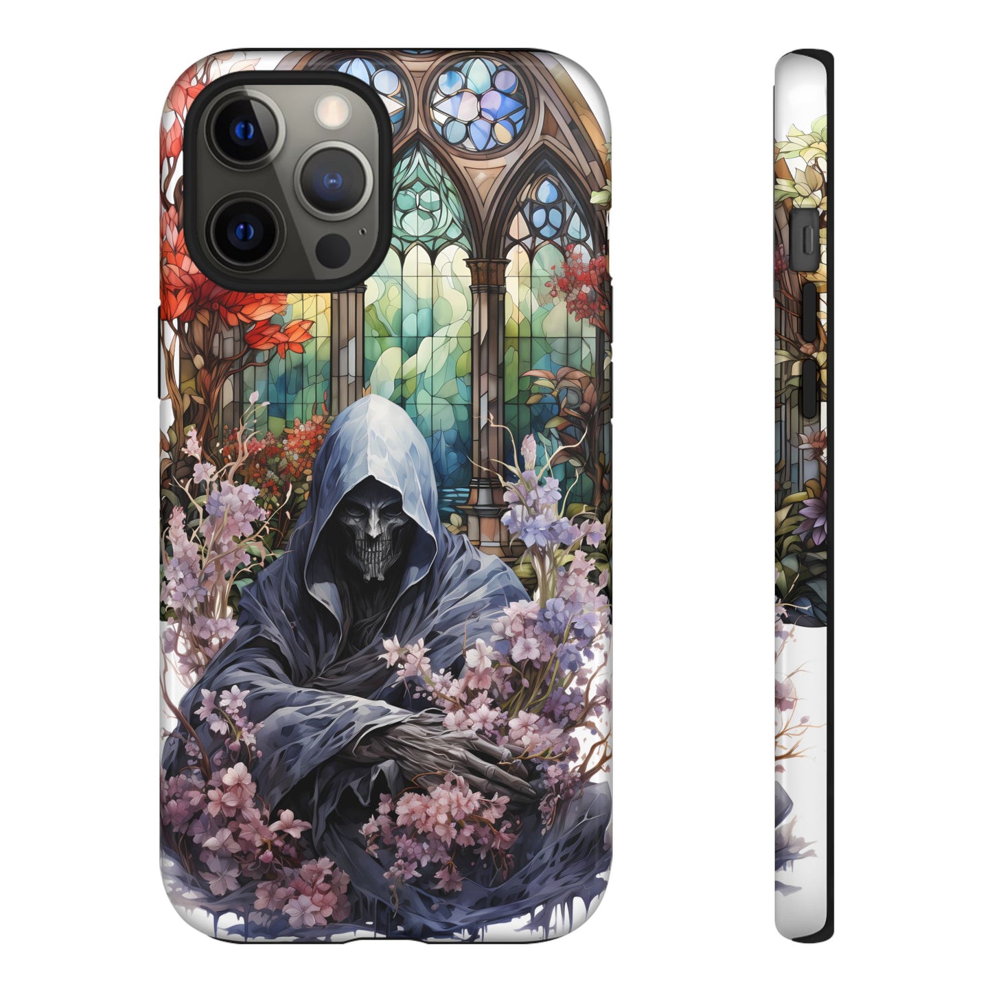 Gothic Floral iPhone Case - Tough Cases with Dark Aesthetic Design