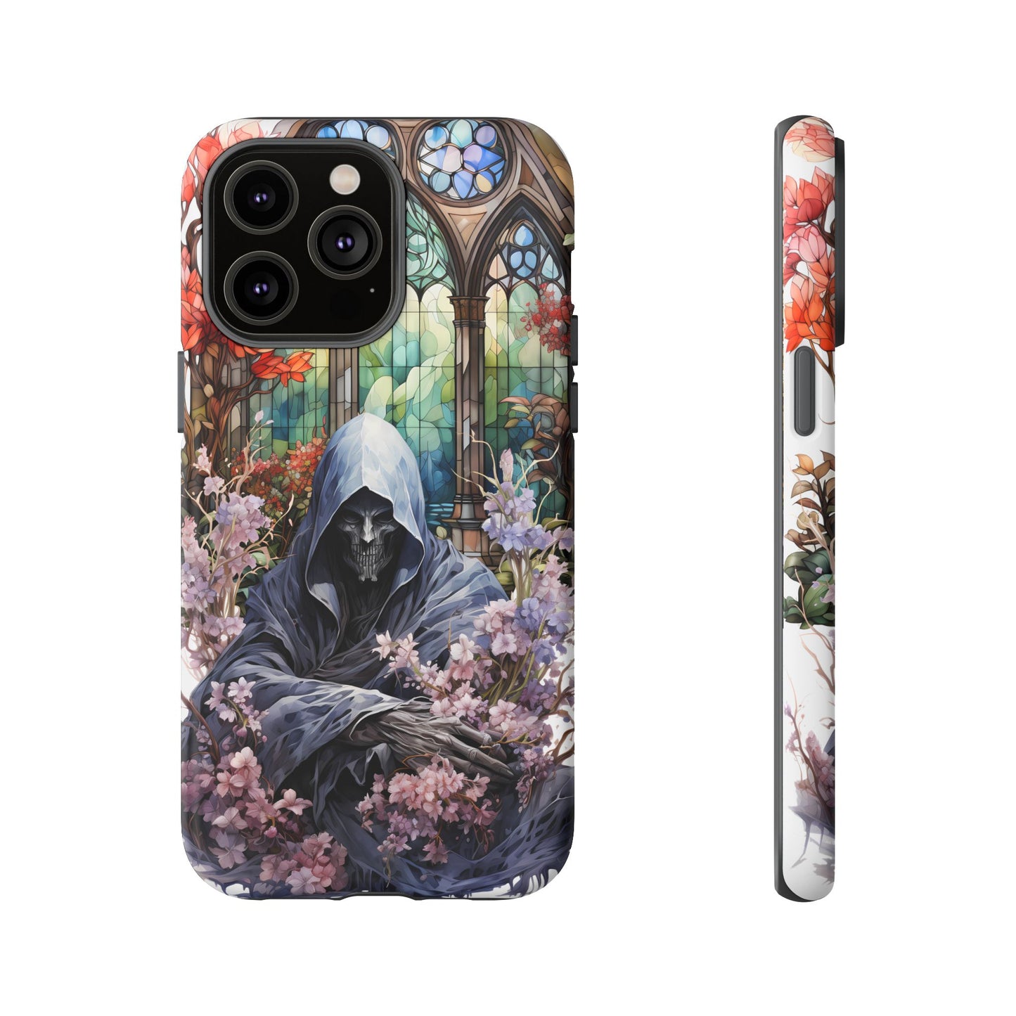 Gothic Floral iPhone Case - Tough Cases with Dark Aesthetic Design