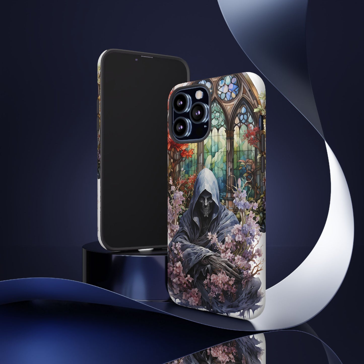 Gothic Floral iPhone Case - Tough Cases with Dark Aesthetic Design