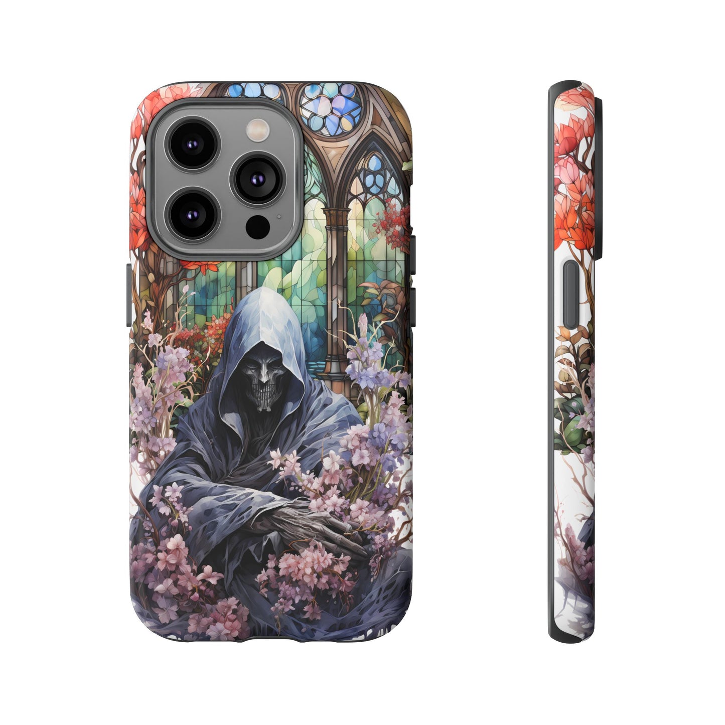 Gothic Floral iPhone Case - Tough Cases with Dark Aesthetic Design