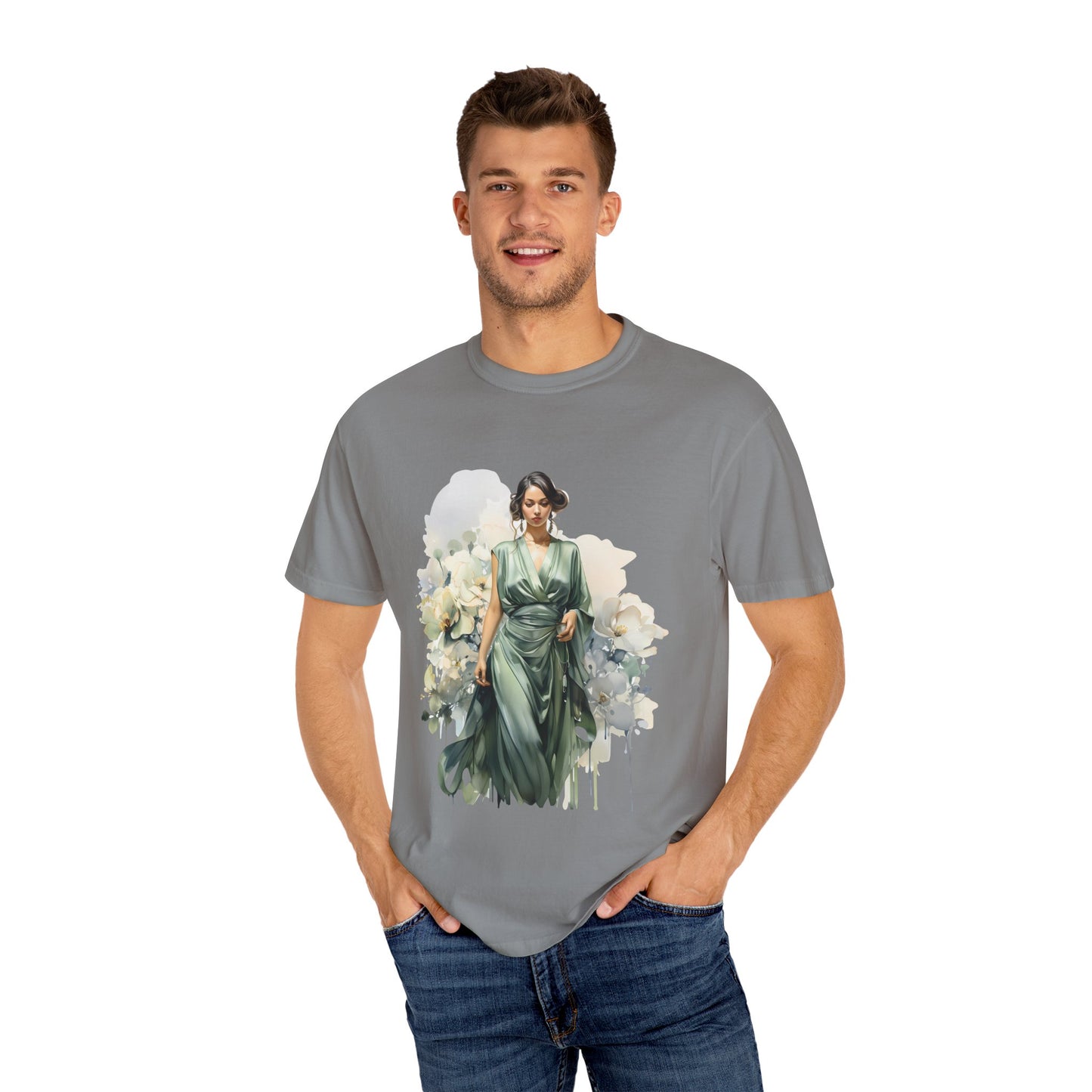 Floral Elegance Unisex Garment-Dyed T-Shirt - Stylish Spring Fashion
