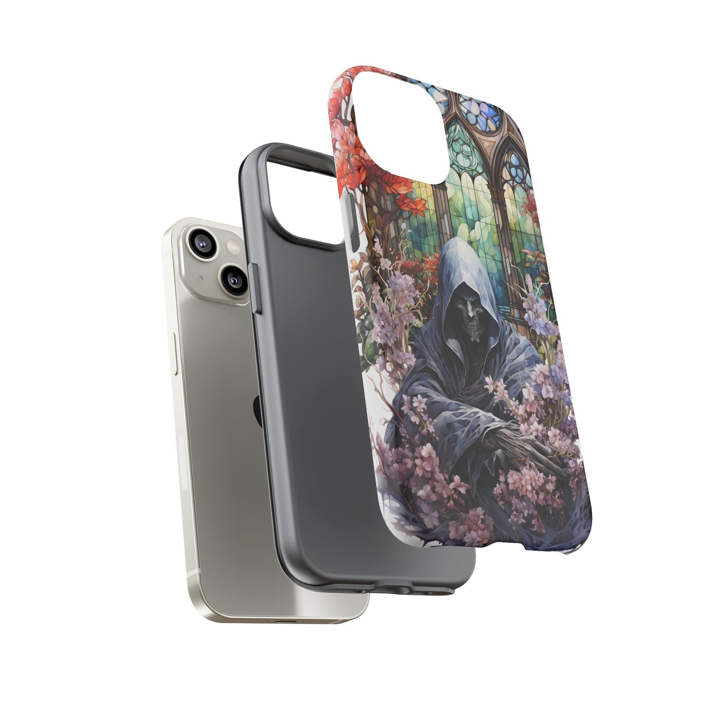 Gothic Floral iPhone Case - Tough Cases with Dark Aesthetic Design