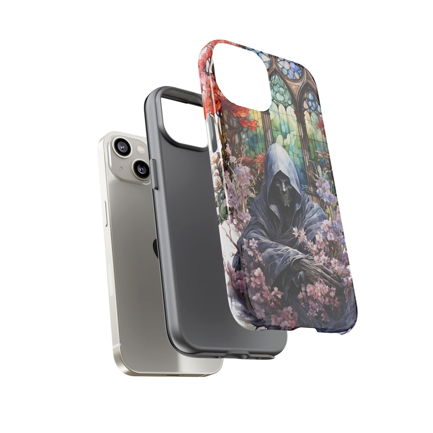 Gothic Floral iPhone Case - Tough Cases with Dark Aesthetic Design