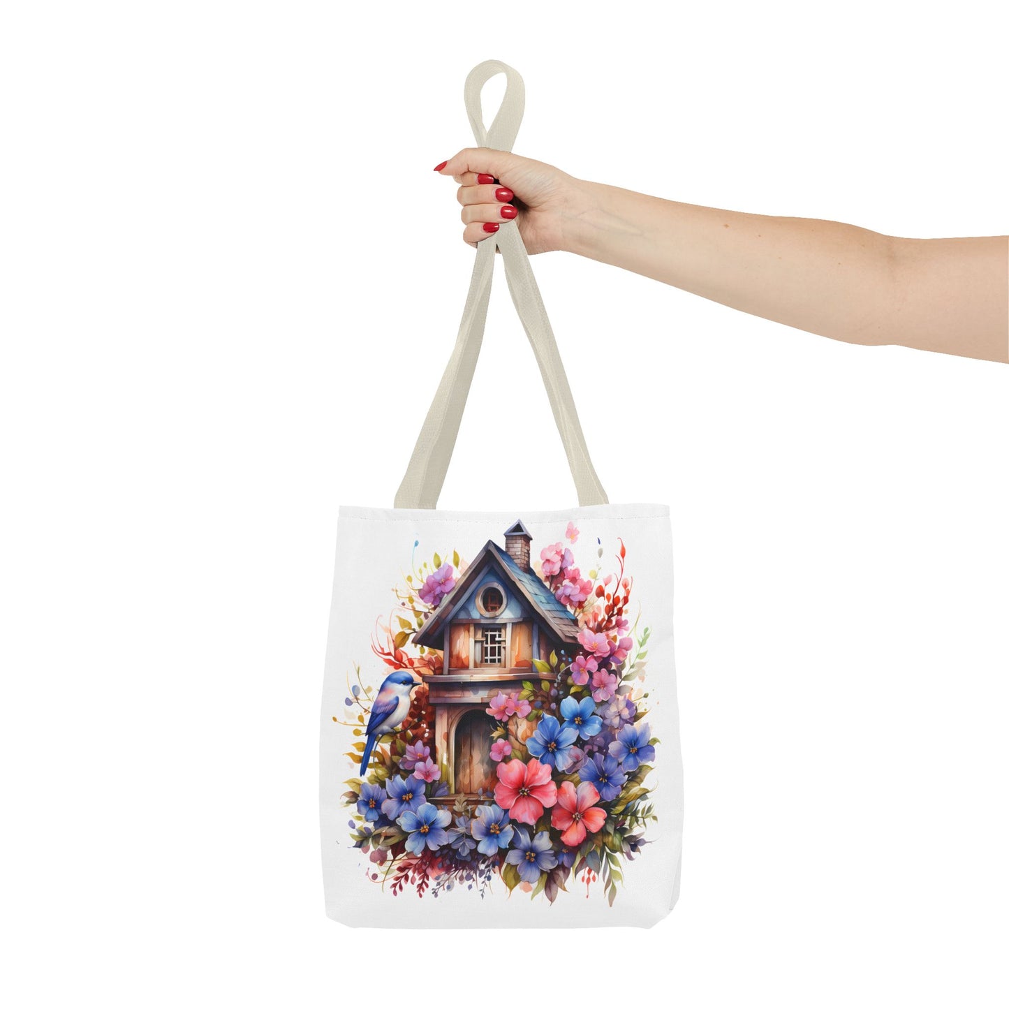 Botanical Birdhouse Tote Bag - Floral Design for Nature Lovers