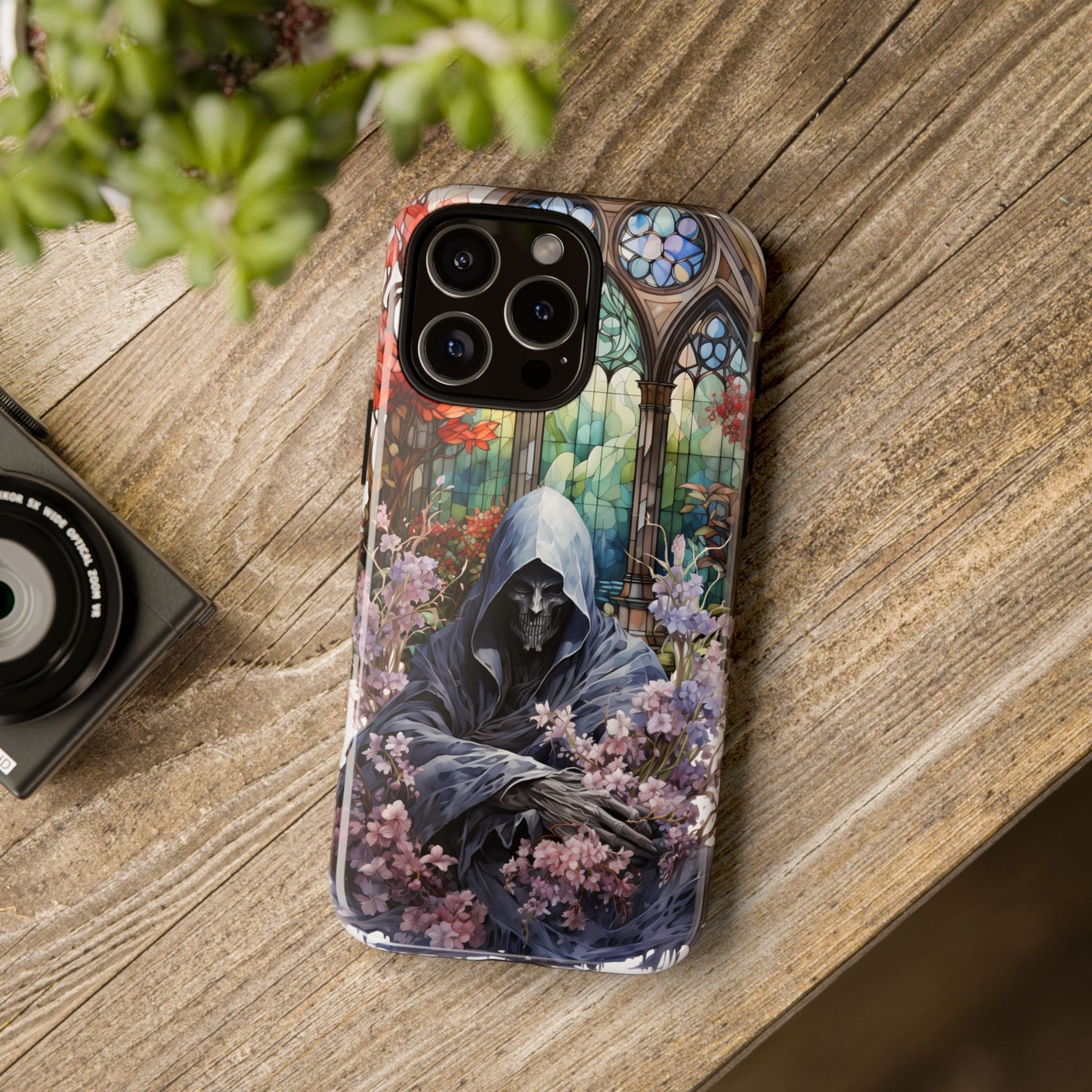 Gothic Floral iPhone Case - Tough Cases with Dark Aesthetic Design