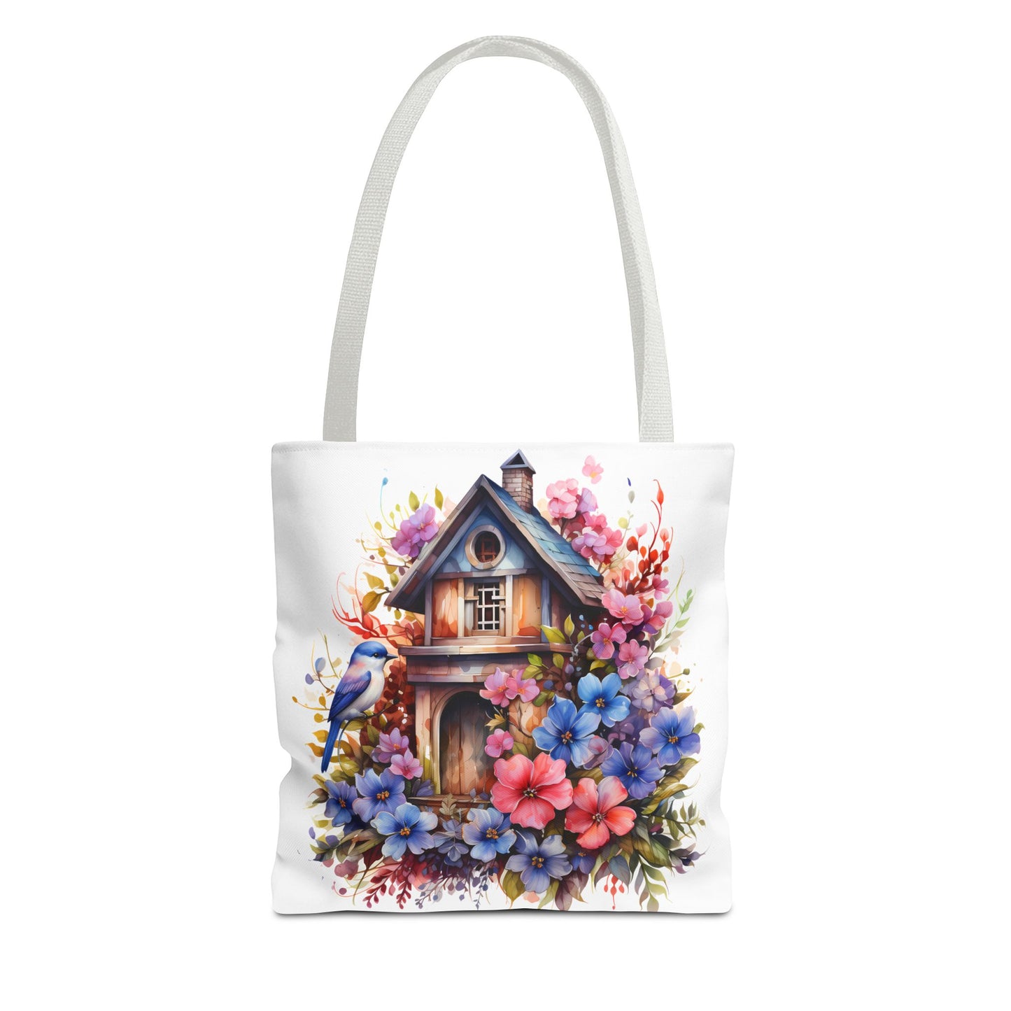 Botanical Birdhouse Tote Bag - Floral Design for Nature Lovers