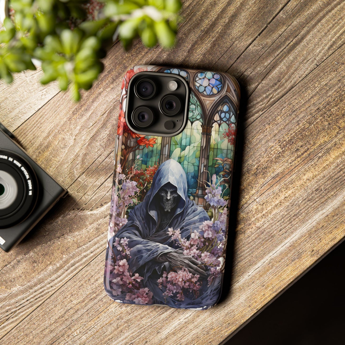 Gothic Floral iPhone Case - Tough Cases with Dark Aesthetic Design