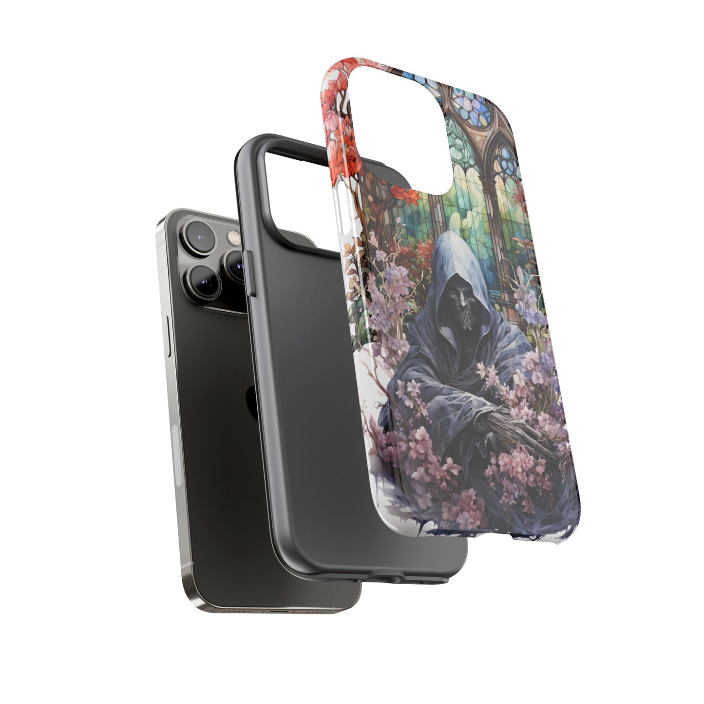 Gothic Floral iPhone Case - Tough Cases with Dark Aesthetic Design