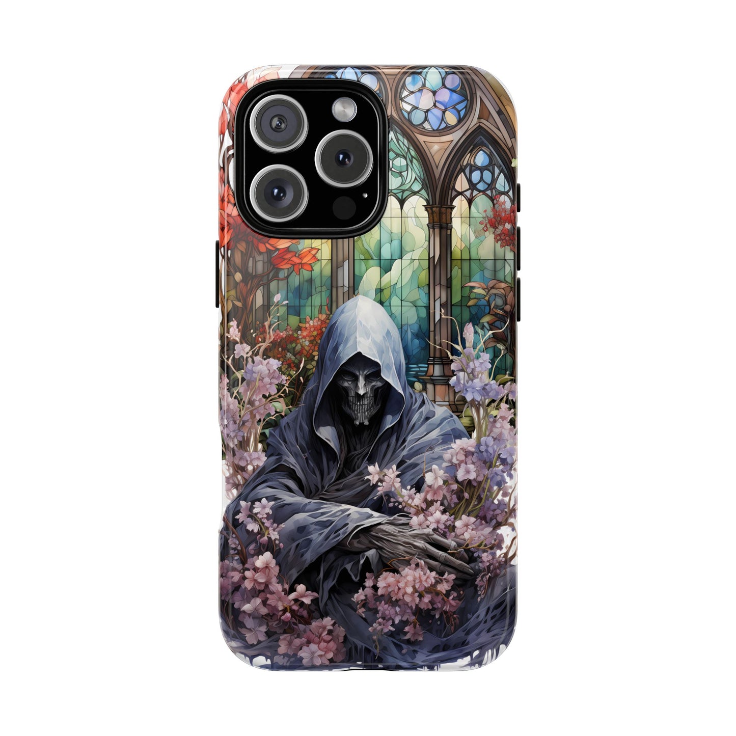 Gothic Floral iPhone Case - Tough Cases with Dark Aesthetic Design