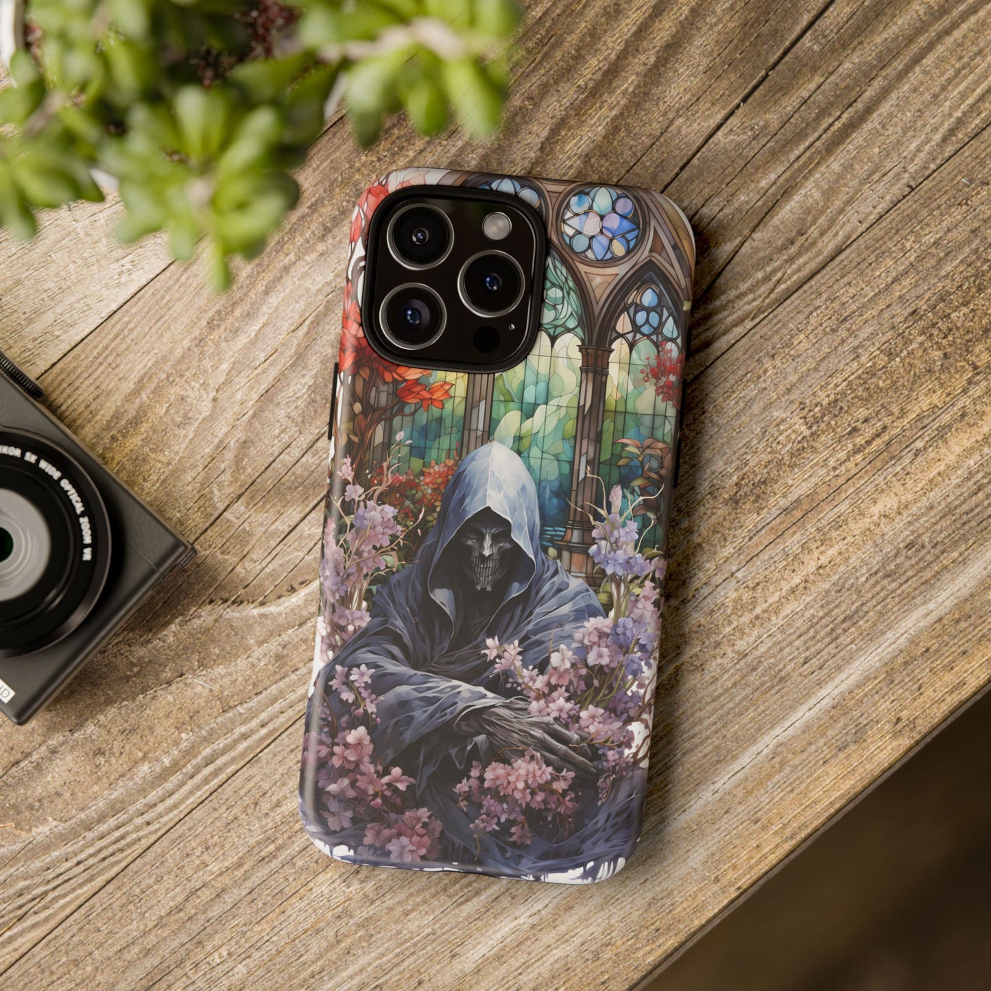 Gothic Floral iPhone Case - Tough Cases with Dark Aesthetic Design